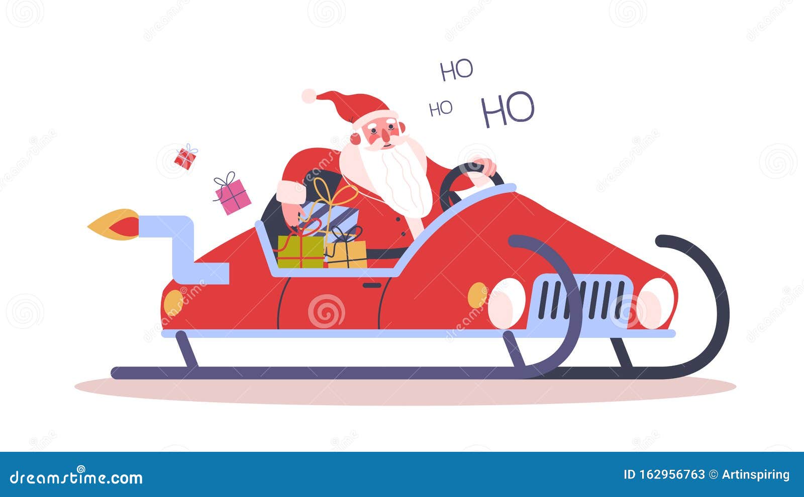 Funny Santa Claus Fährt Auto Schlitten Weihnachtsmann Mit Geschenk Vektor  Abbildung - Illustration von geweih, automobil: 162956763