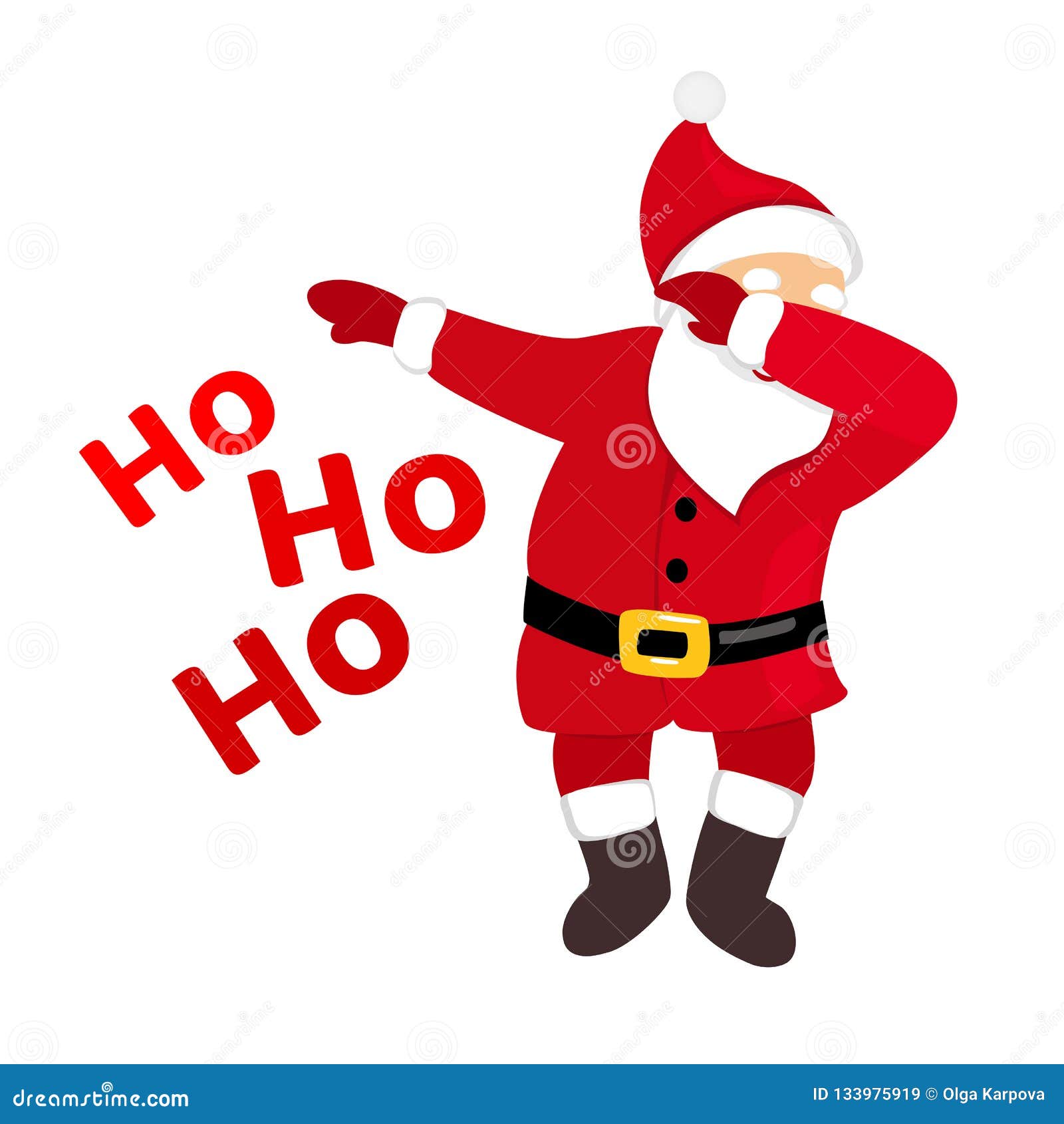 Funny Santa Dabbing Quirky Cartoon Comic Character Typography Ho Ho Ho Text Stock Vector Illustration Of Gift Smile