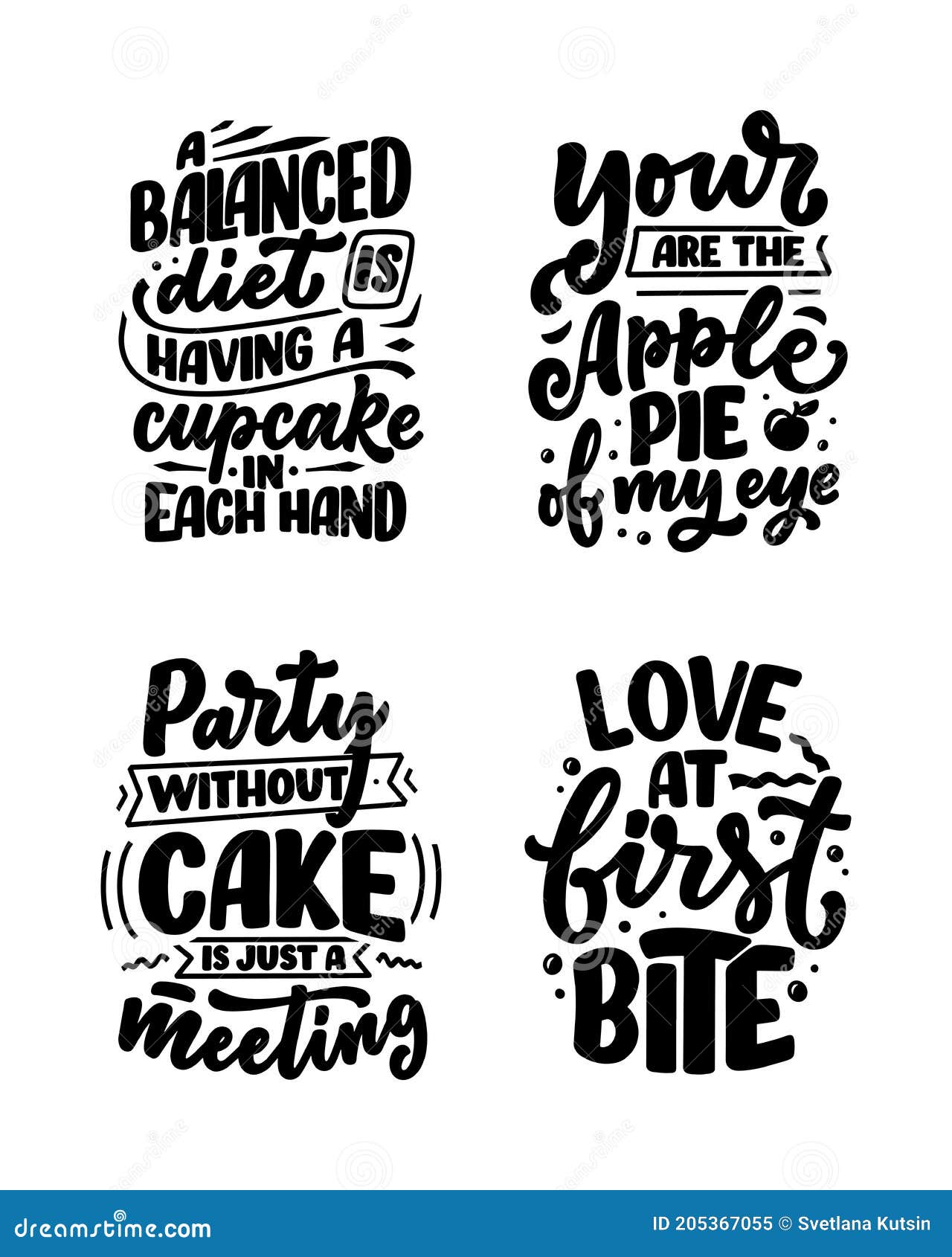 Funny Sayings, Inspirational Quotes for Cafe or Bakery Print. Funny Brush  Calligraphy Stock Illustration - Illustration of chalkboard, card: 205367055