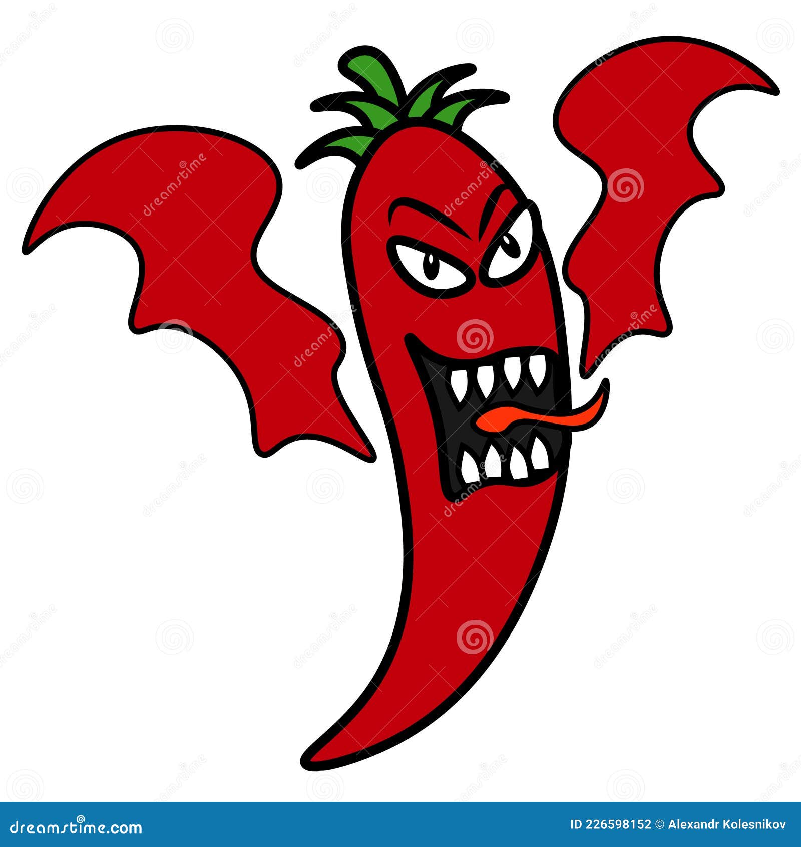 Funny and Scary Hot Pepper. Vector Illustration on the Theme of the Cartoon  Fruit Stock Vector - Illustration of fresh, jalapeno: 226598152
