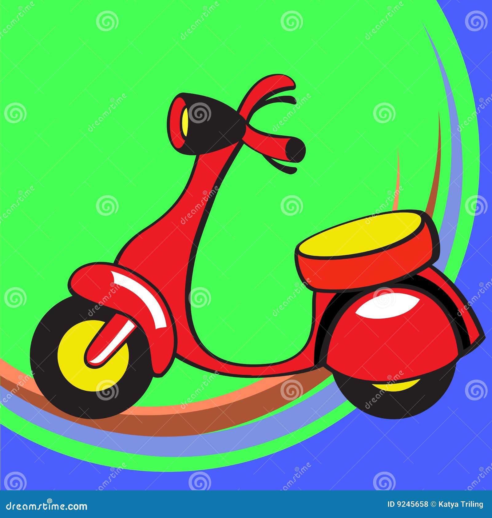 Funny scooter stock vector. Illustration of cycling, comic 9245658