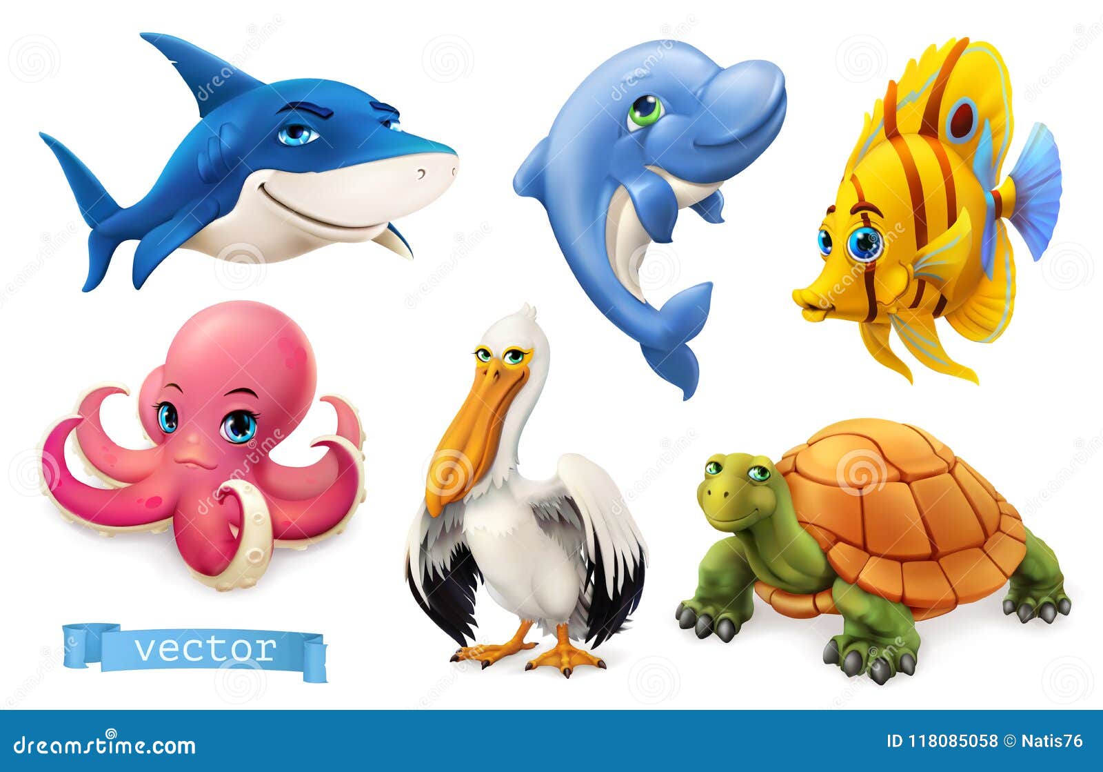 Funny Sea Animals and Fishes. 3d Vector Icon Set Stock Vector - Illustration of design, marine: 118085058 Funny Sea Animals and Fishes. 3d Vector Icon Set Stock Vector - Illustration of design, marine: 118085058