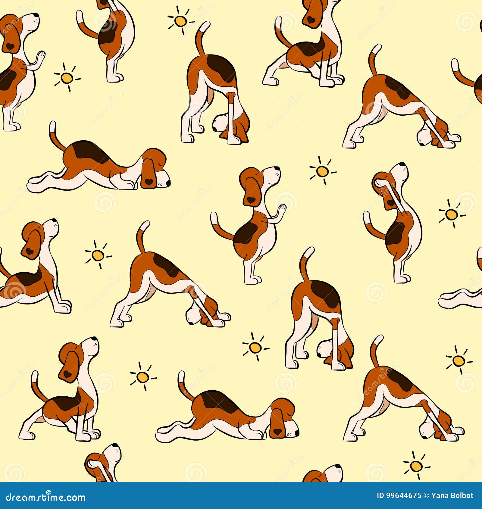 Funny Seamless Pattern with Isolated Cartoon Dog Doing Yoga Position of  Surya Namaskara Stock Vector - Illustration of care, funny: 99644675