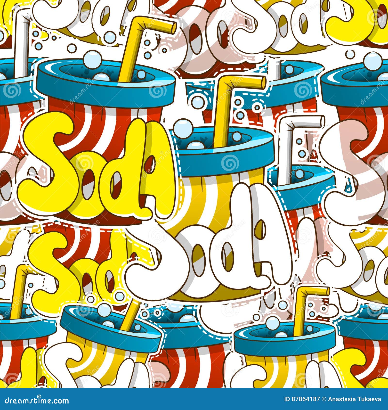 Funny Seamless Pattern with Soda. Vector Illustration for Design Stock ...