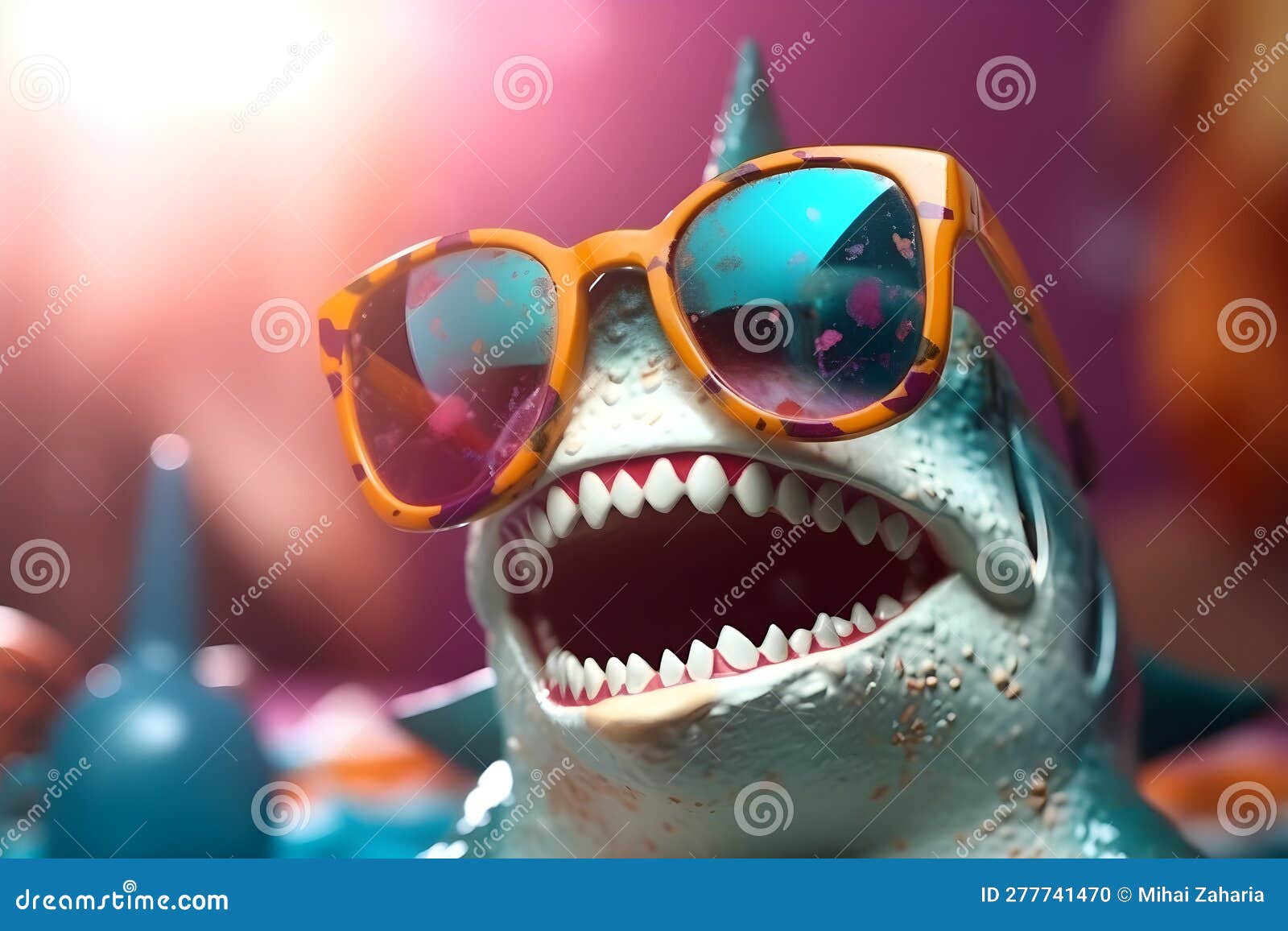 Funny Shark Wearing Sunglasses in Studio with a Colorful and Bright  Background. Generative AI Stock Illustration - Illustration of comic,  portait: 277741470
