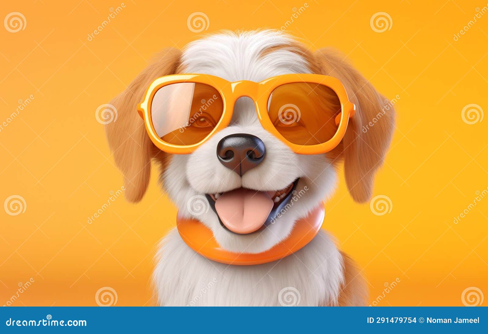 Funny Sheep with Blue Eyes on White Background 3D Illustration Stock