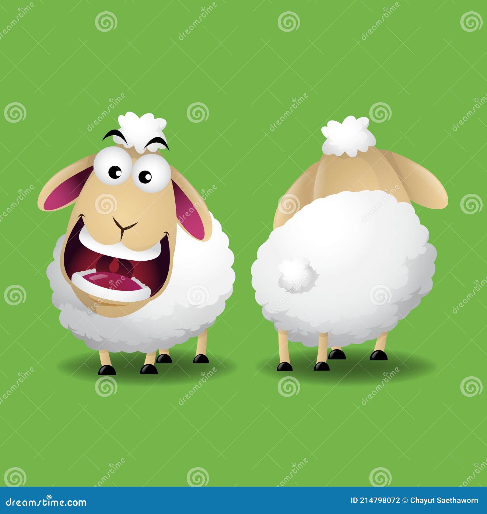 Funny Sheep Character Design Front and Back Side. Stock Vector ...