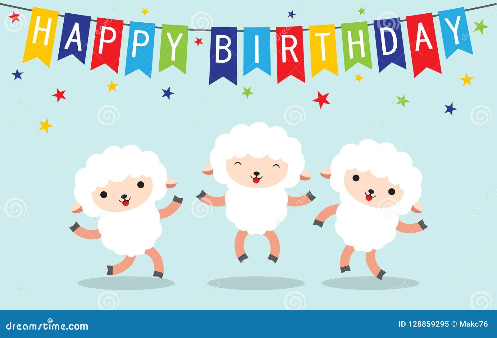 Funny Sheep Sings Song Happy Birthday To You Stock Vector - Illustration of  text, celebrate: 128859295