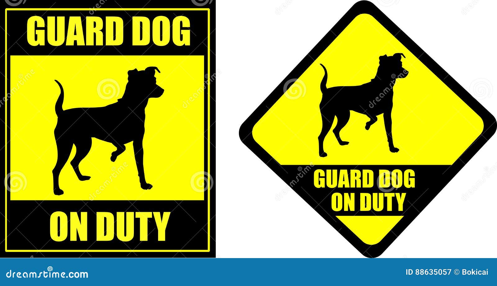 Funny Sign Guard Dog on Duty Stock Vector Illustration of attention