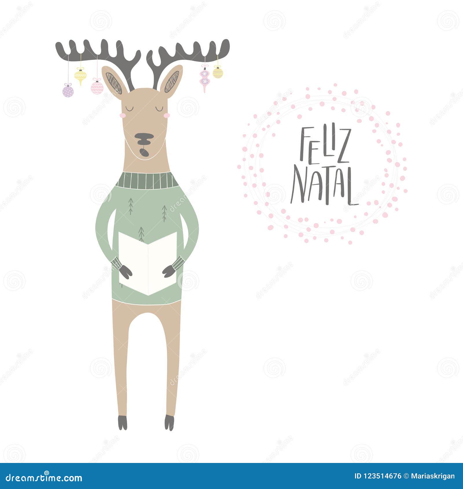 Funny Singing Reindeer Christmas Card Stock Vector - Illustration of carol,  antlers: 123514676