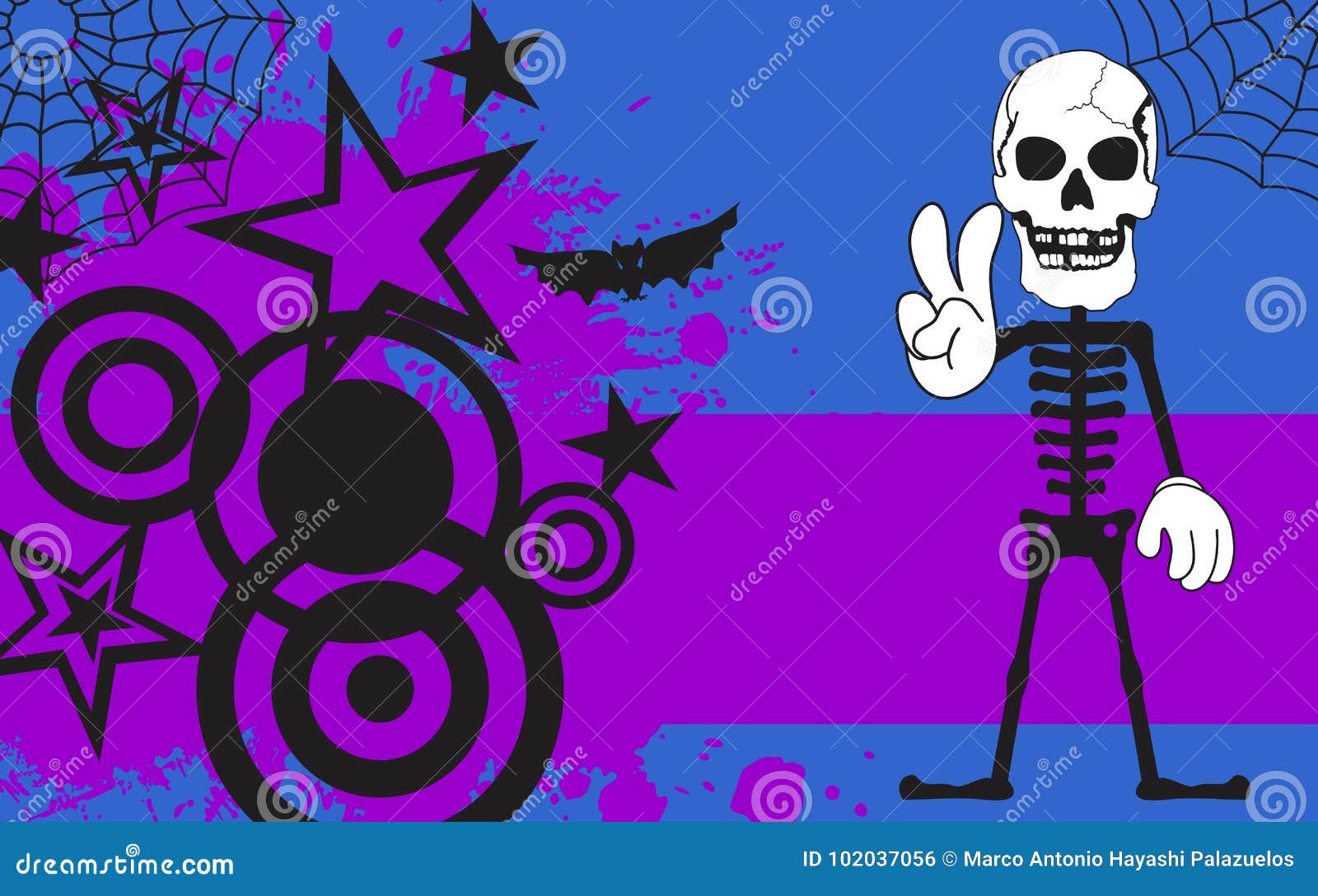 Funny Skeleton Cartoon Halloween Background2 Stock Vector - Illustration of  background, holiday: 102037056
