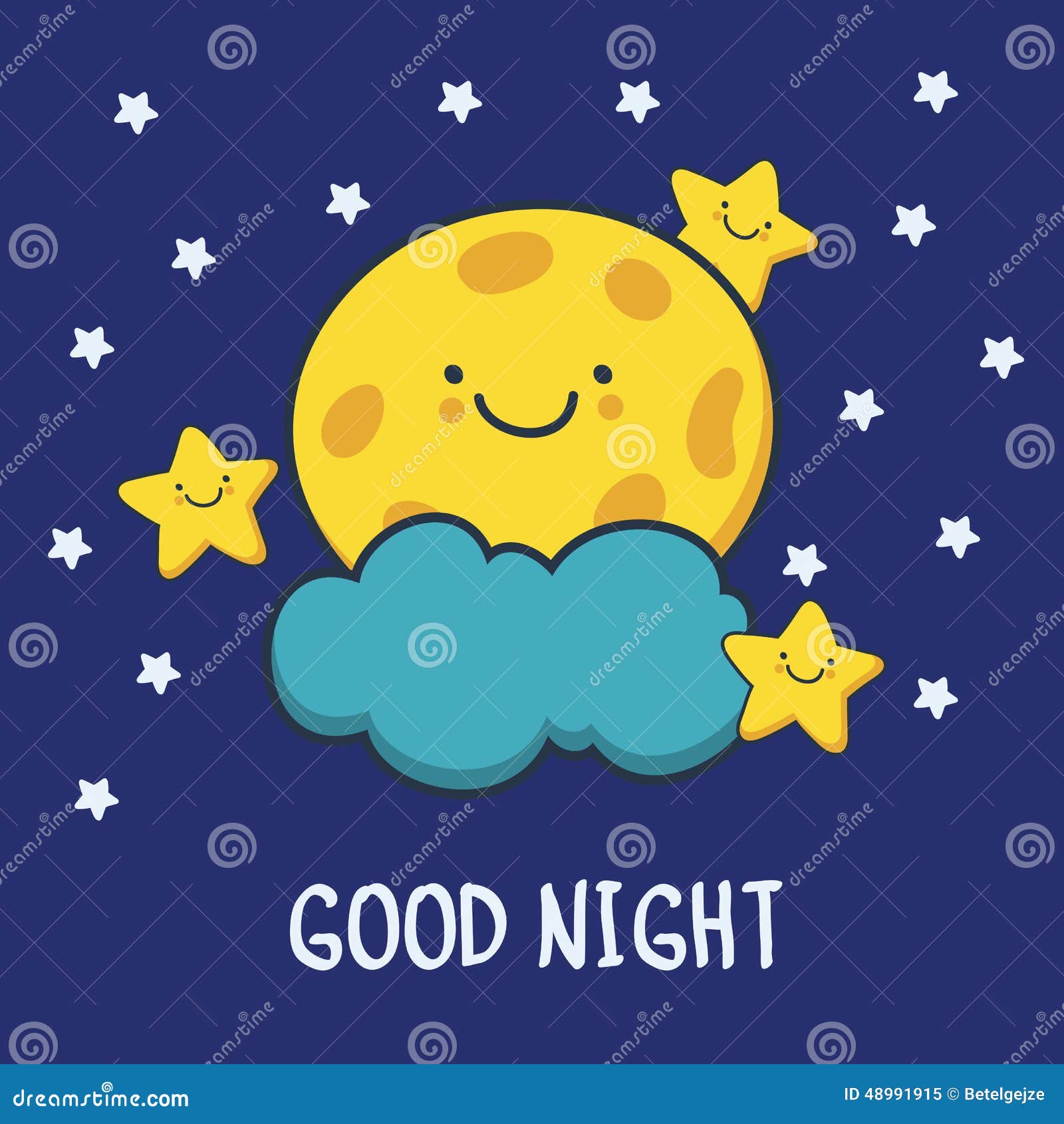 Funny Sketching Smiling Moon and Stars. Vector Cartoon Illustration  Background Stock Vector - Illustration of abstract, bright: 48991915