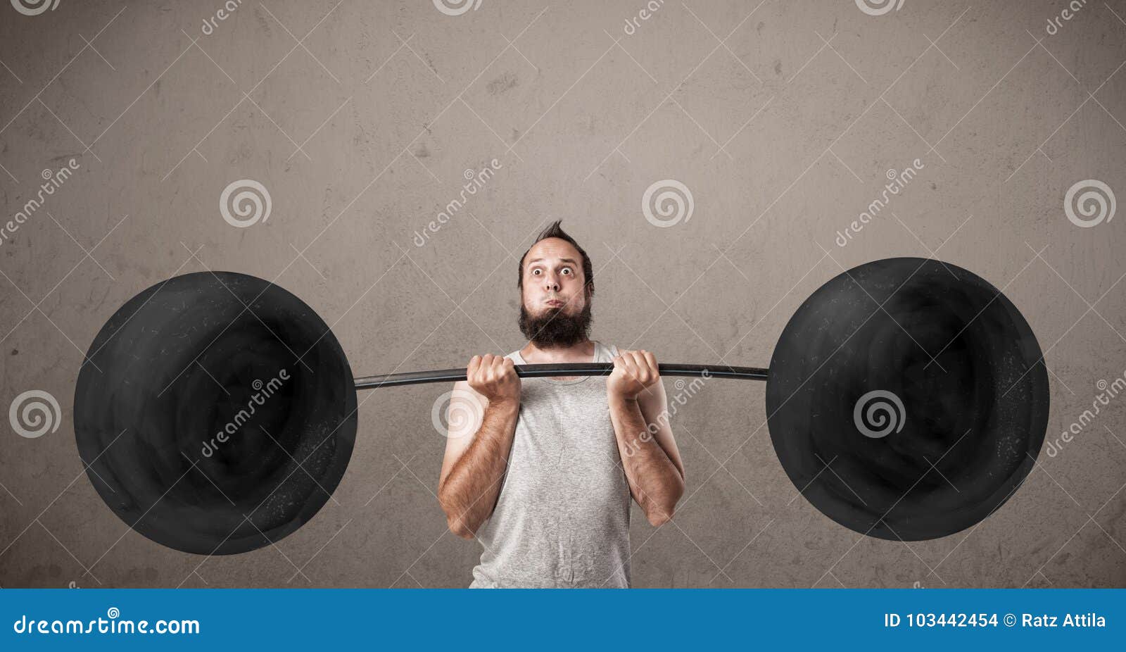 Funny Skinny Guy Lifting Weights Stock Photo Image of effort, lifting 103442454