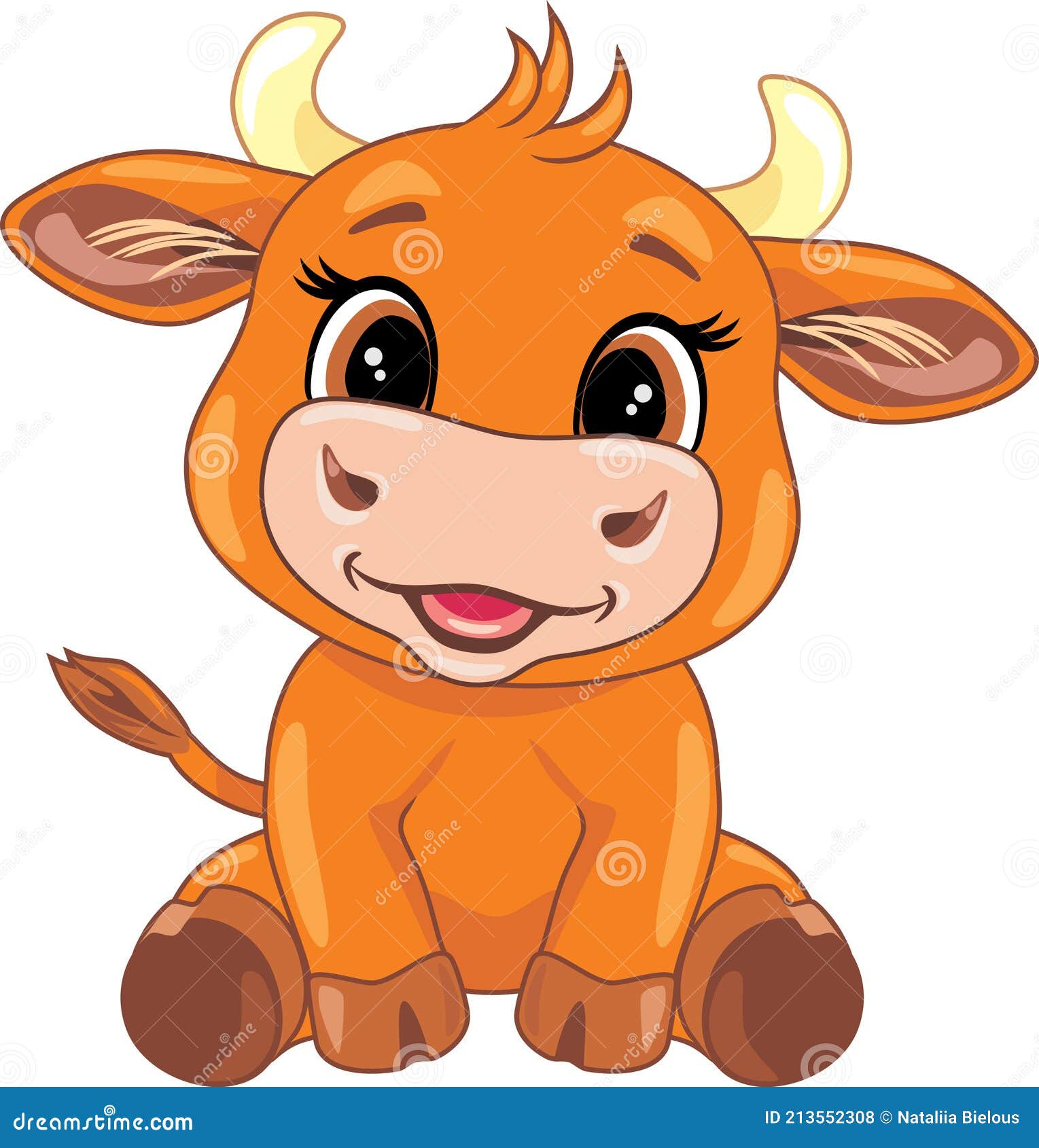 Funny Smiling Baby Bull. Cartoon Drawing Stock Vector - Illustration of  bullish, emotions: 213552308