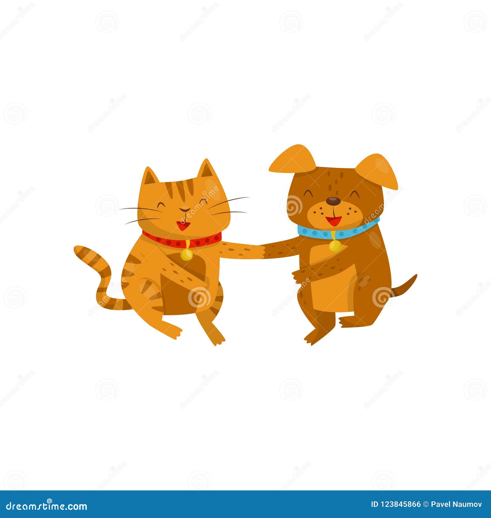 Pet Logo With Cartoon Pet Animals And Two Cats In One Illustration