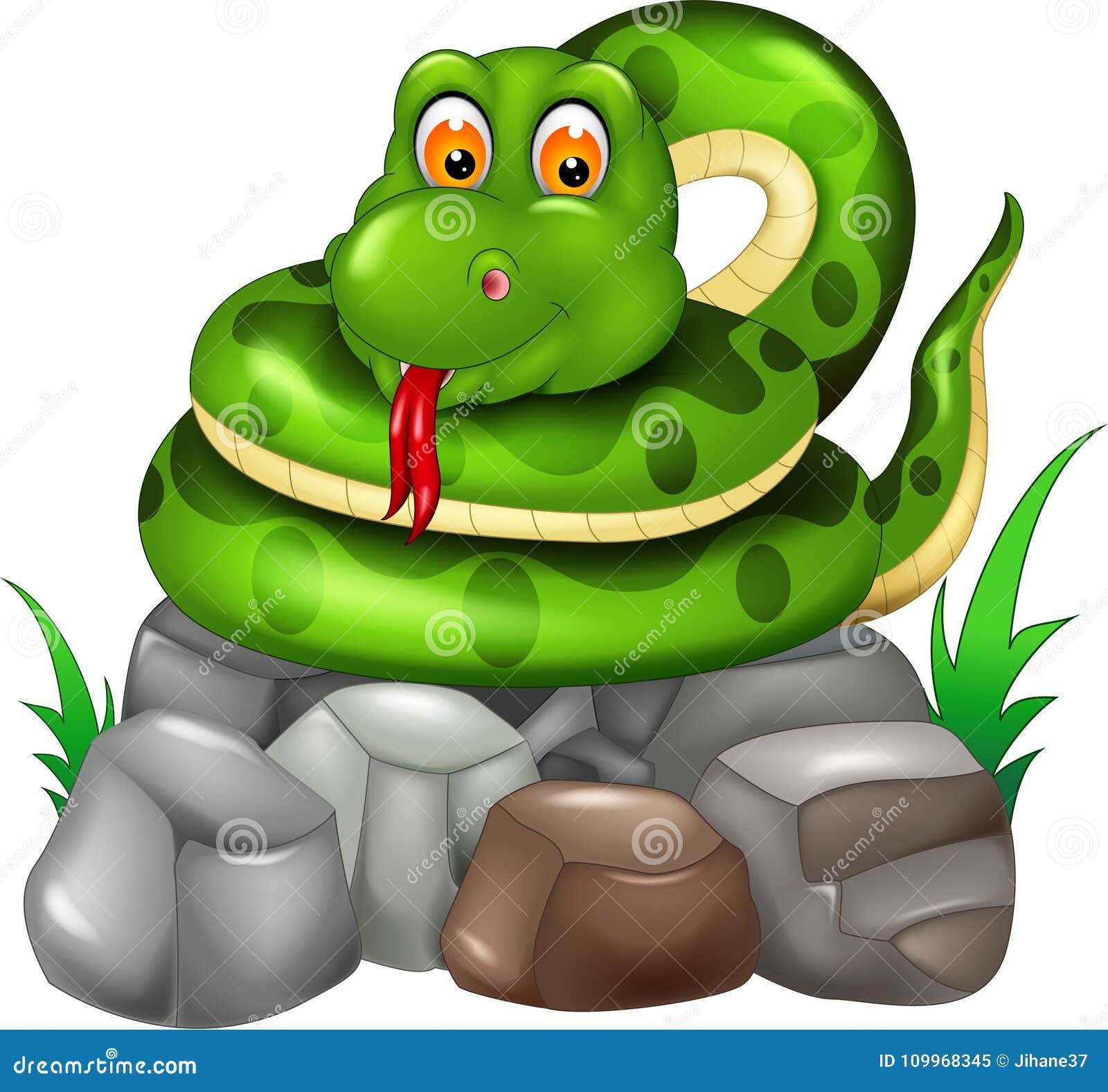 Funny Snake Cartoon Posing on Stone with Smile and Sticking Her Tongue Out  Stock Illustration - Illustration of fright, aggression: 109968345