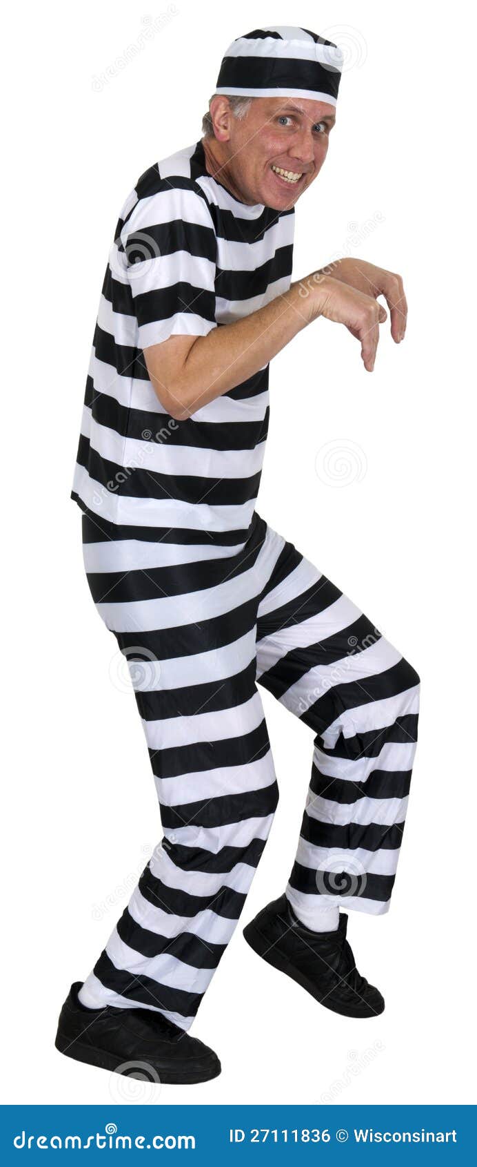 funny sneaking convict burglar  on white