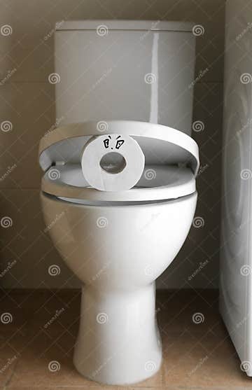 Funny Soft Paper on Toilet Bowl in Restroom Stock Photo - Image of ...