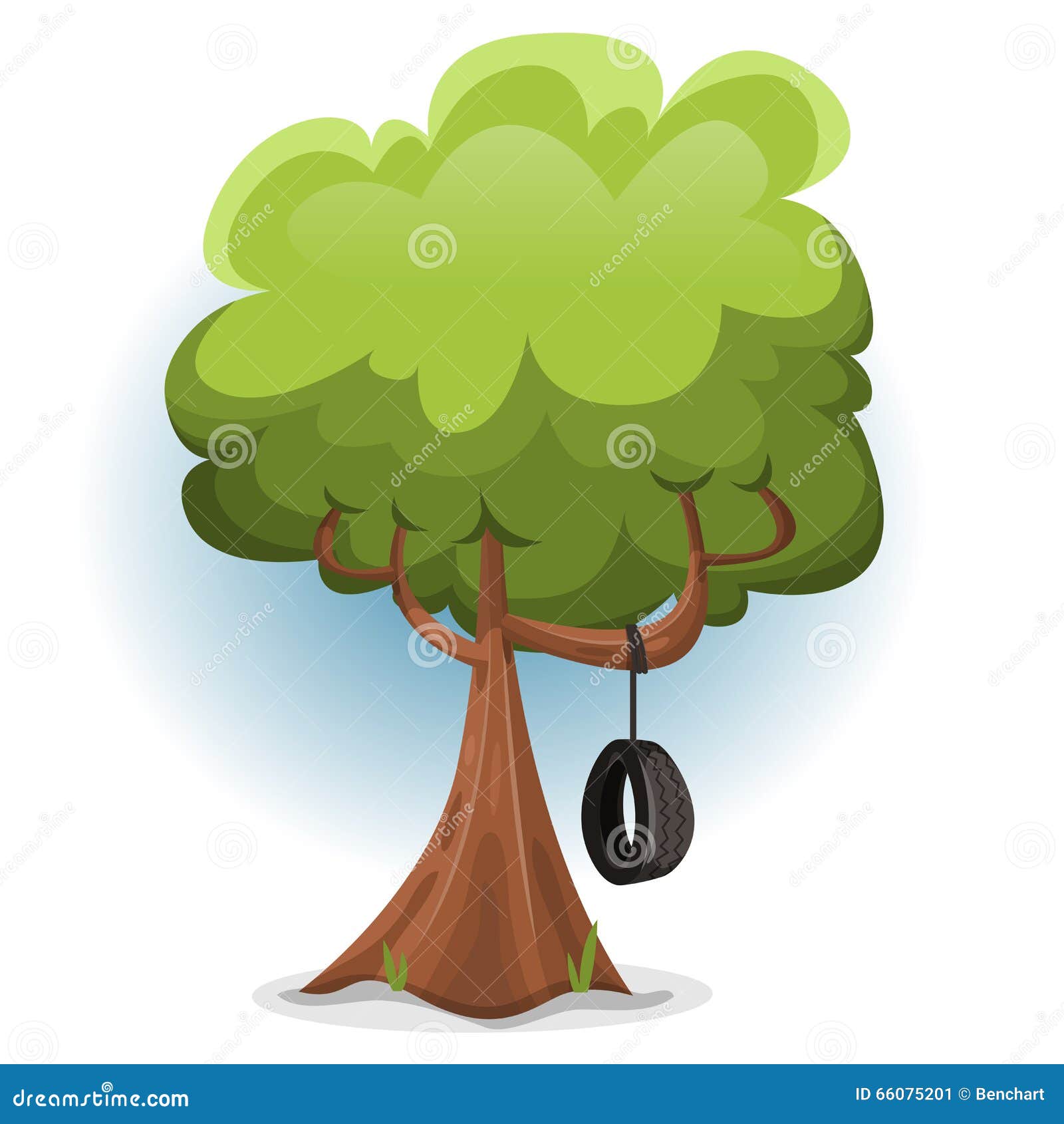 Funny Spring Tree with Swing Tire Stock Vector - Illustration of rounded,  rope: 66075201