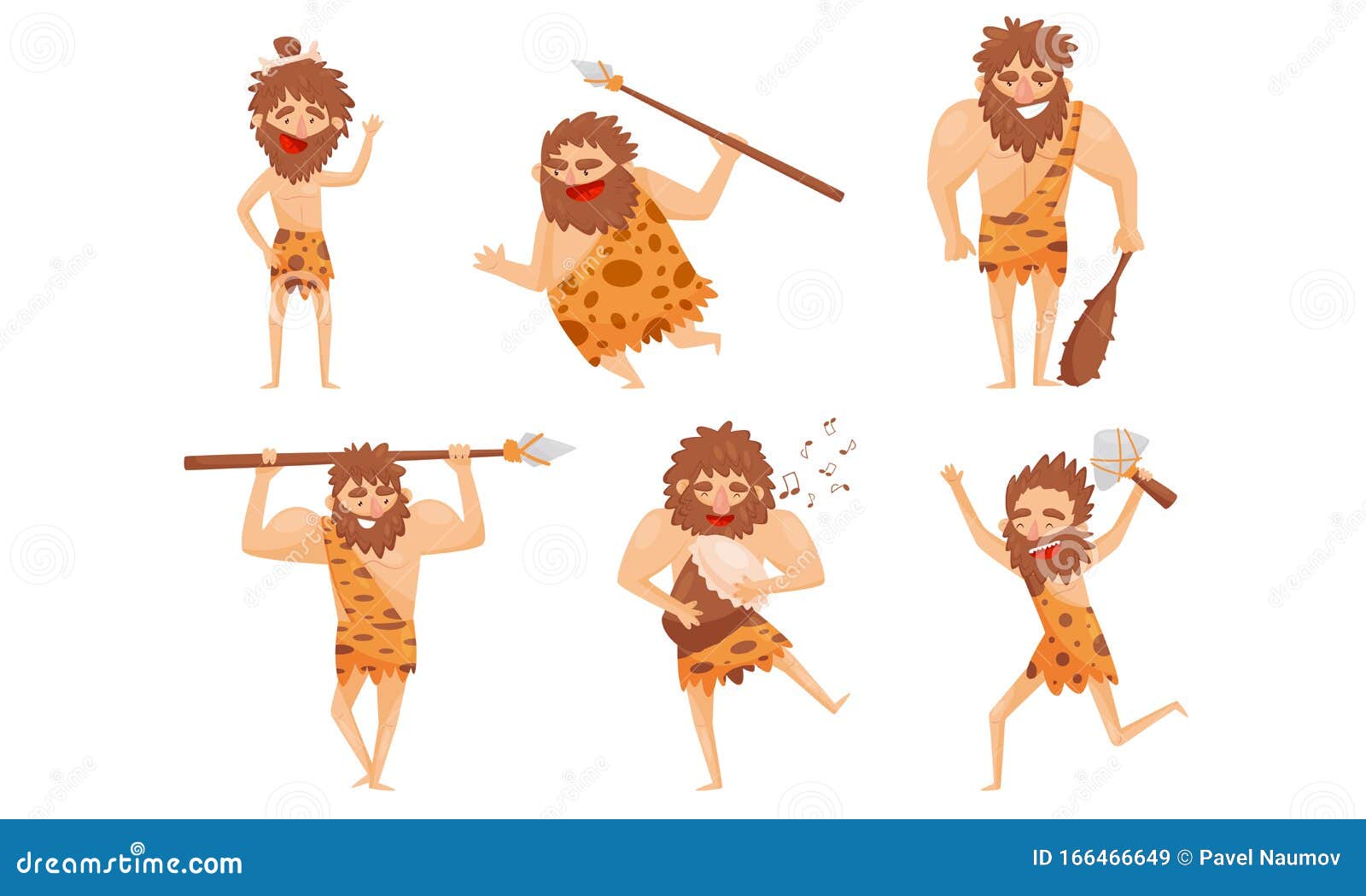 Funny Stone Age Prehistoric Man in Different Situations Vector  Illustrations Set Stock Vector - Illustration of cartoon, character:  166466649