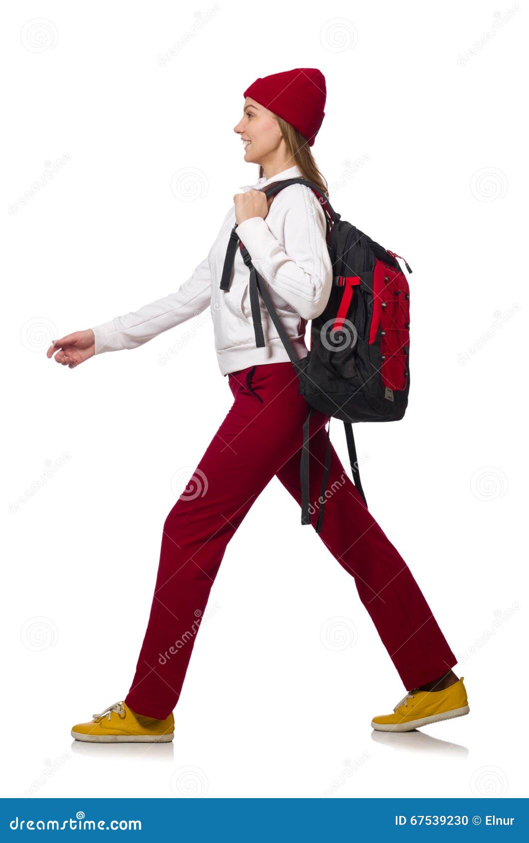 The Funny Student with Backpack Isolated on White Stock Photo Image of attractive, background