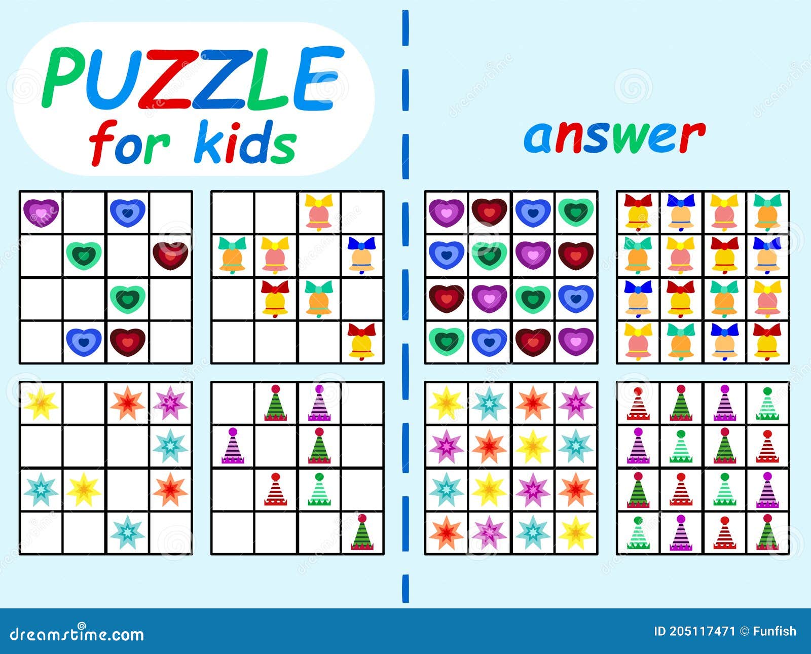 Funny Sudoku Puzzle For Kids Stock Vector Illustration Stock Vector Illustration Of Merry Answer 205117471