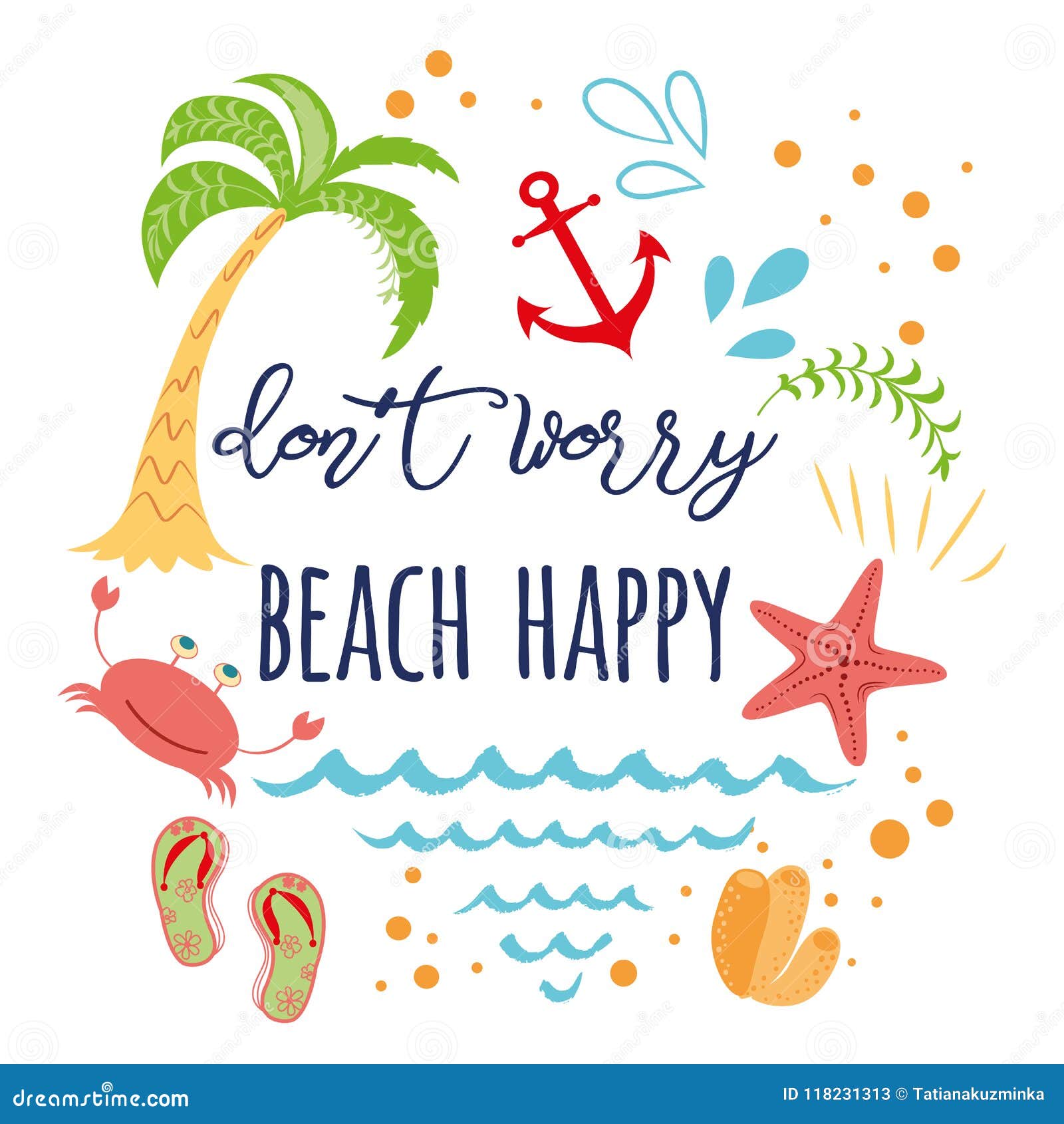 Funny Summer Vacation Text Don`t Worry Beach Happy with Hand Drawn Doodle Summer Icons Stock Vector - Illustration of card, anchor: 118231313 Funny Summer Vacation Text Don`t Worry Beach Happy with Hand Drawn Doodle Summer Icons Stock Vector - Illustration of card, anchor: 118231313