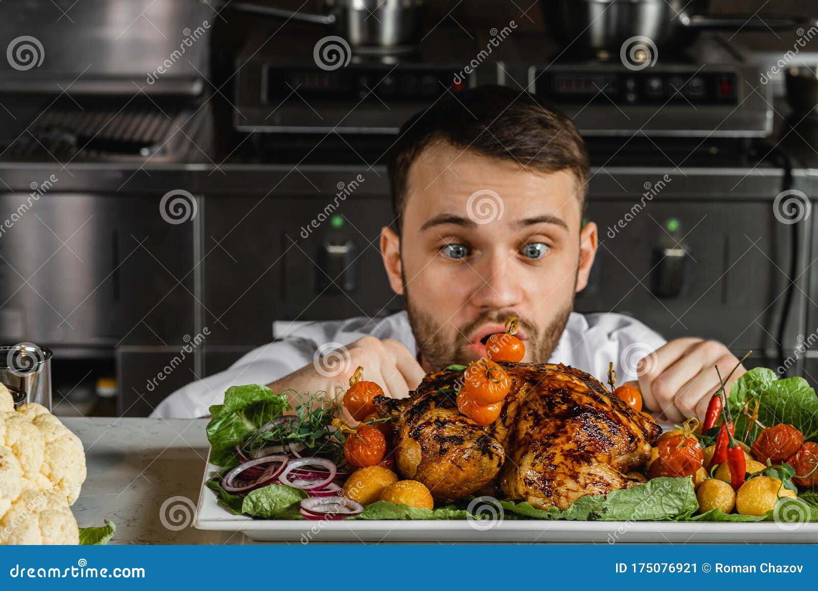 Funny Cooking. Attractive Caucasian Man In The Kitchen Stock Photo, Picture  and Royalty Free Image. Image 65857067.