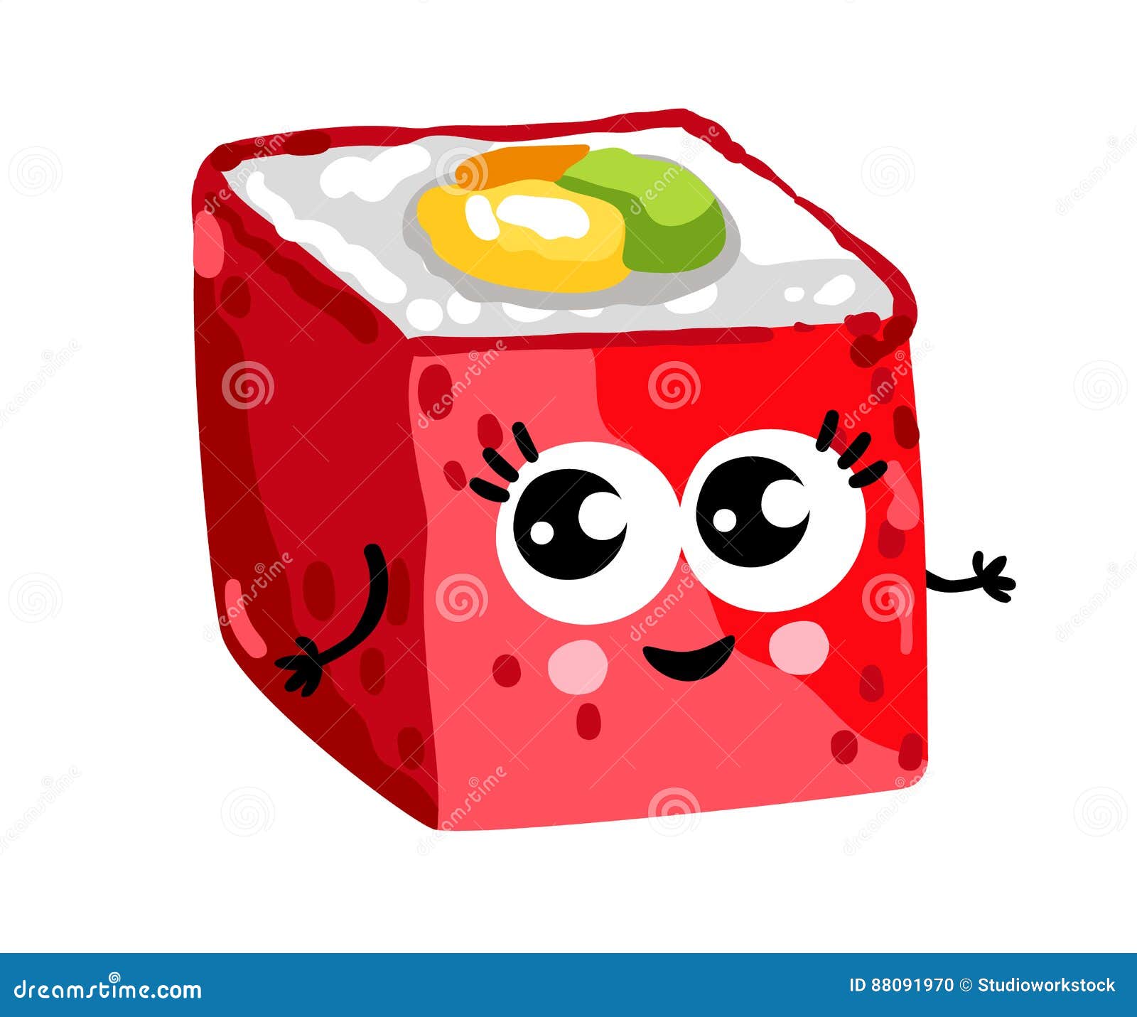Funny Sushi Roll Cartoon Character Stock Vector - Illustration of