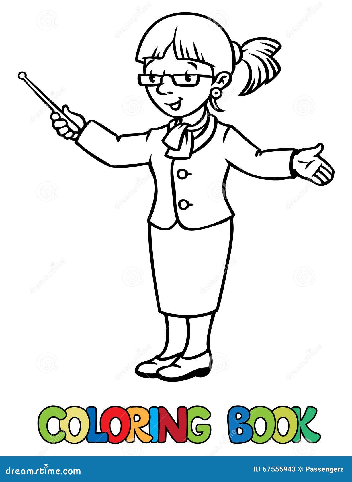 Funny Teacher. Coloring Book Stock Vector - Illustration of girl, glass