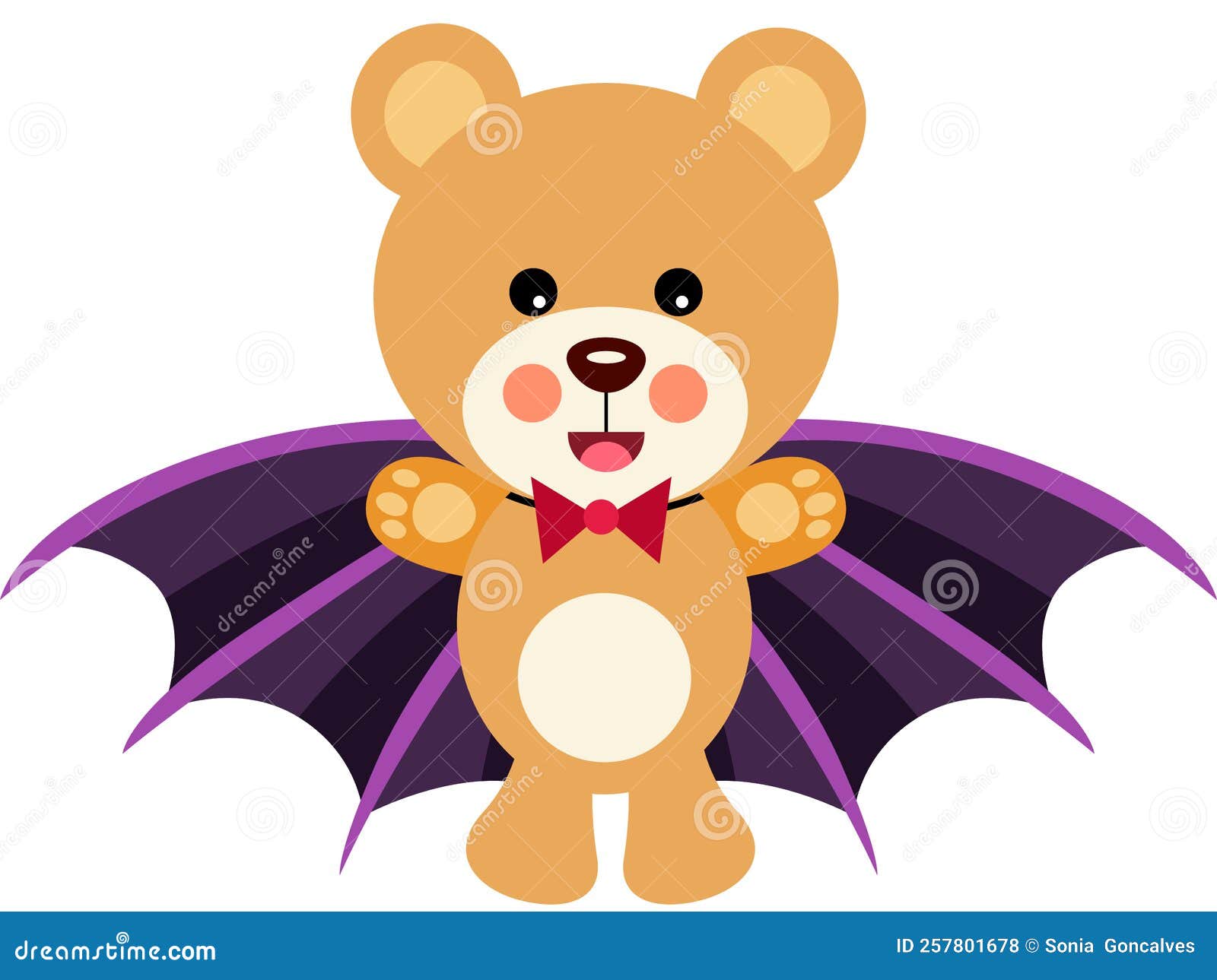 Funny Teddy Bear with Bat Wings Stock Vector Illustration of element