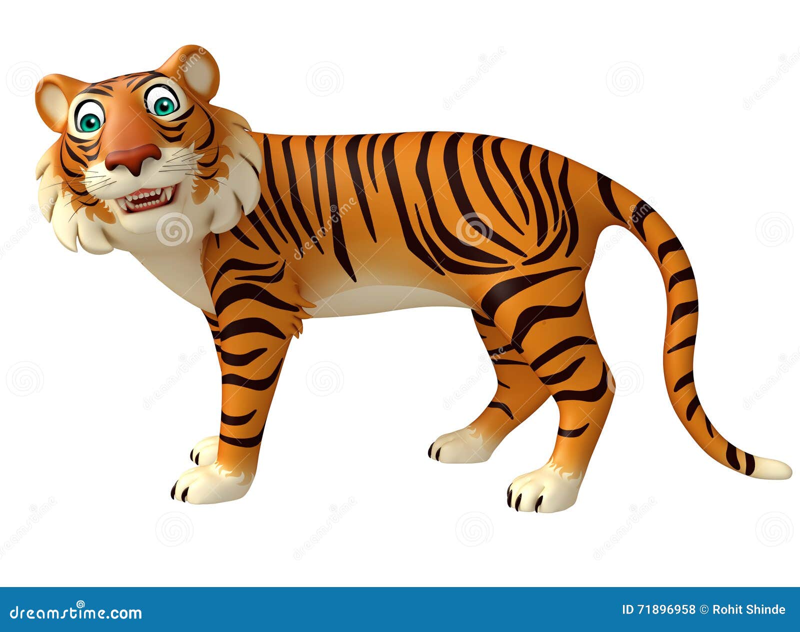 Funny Tiger Cartoon Character Stock Illustration - Illustration of park,  animal: 71896958