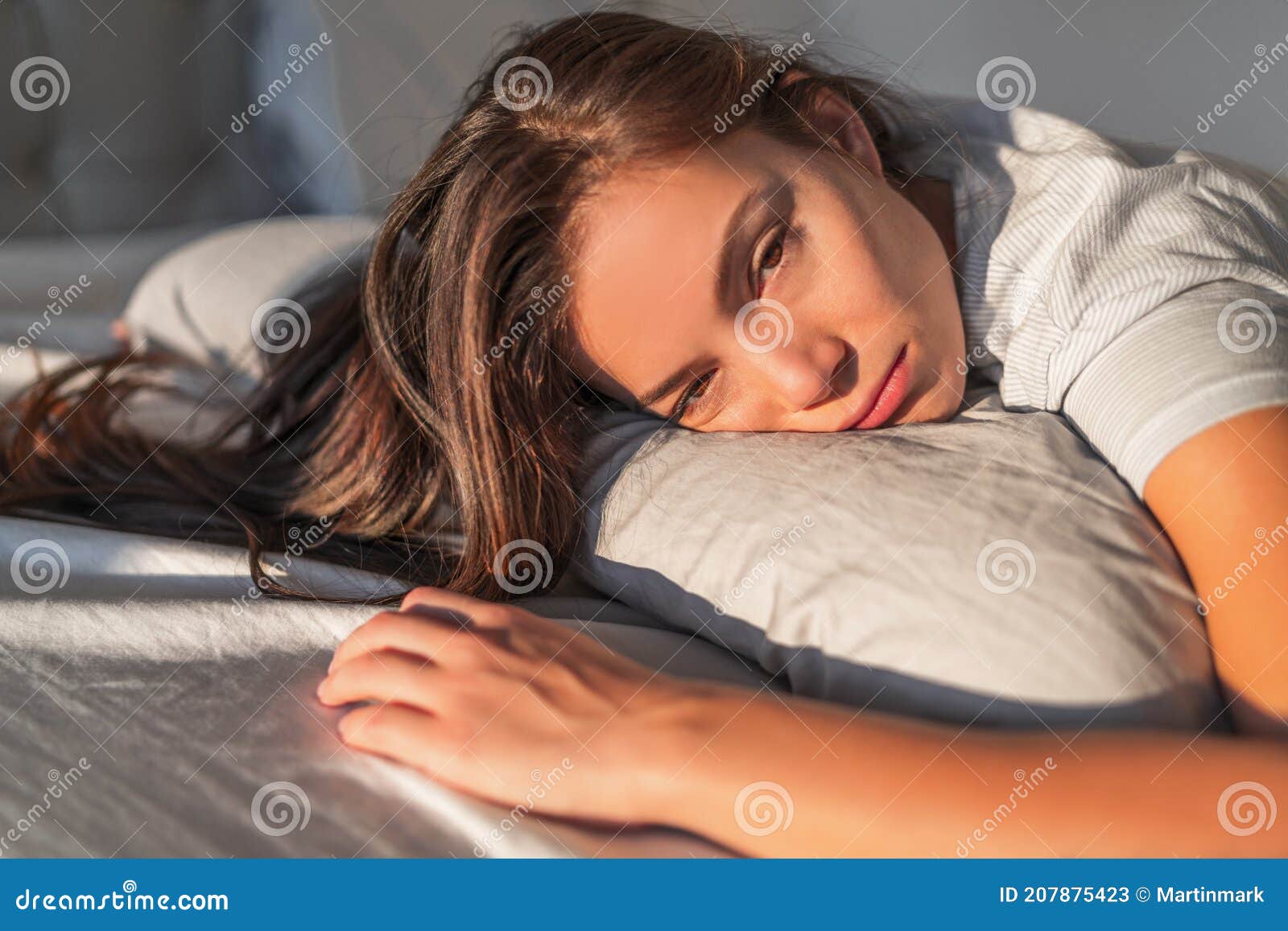 Funny Tired Lazy Asian Young Woman Waking Up in Bed Sleepy Morning Fatigue  with Half Open Eyes Can& X27;t Wake Up Lying on Stock Image - Image of  awake, people: 207875423
