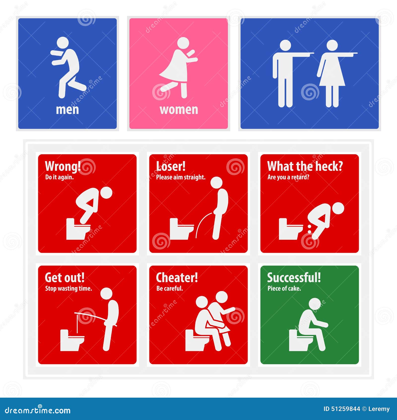 Funny Toilet Signs Creative Signboards Stock Vector Illustration Of