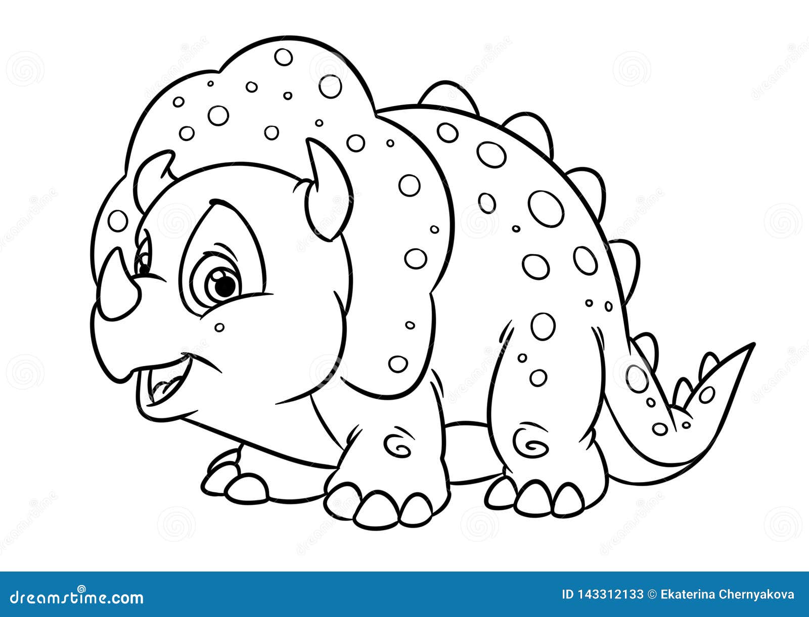 Funny Triceratops Dinosaur Animal Character Cartoon Illustration