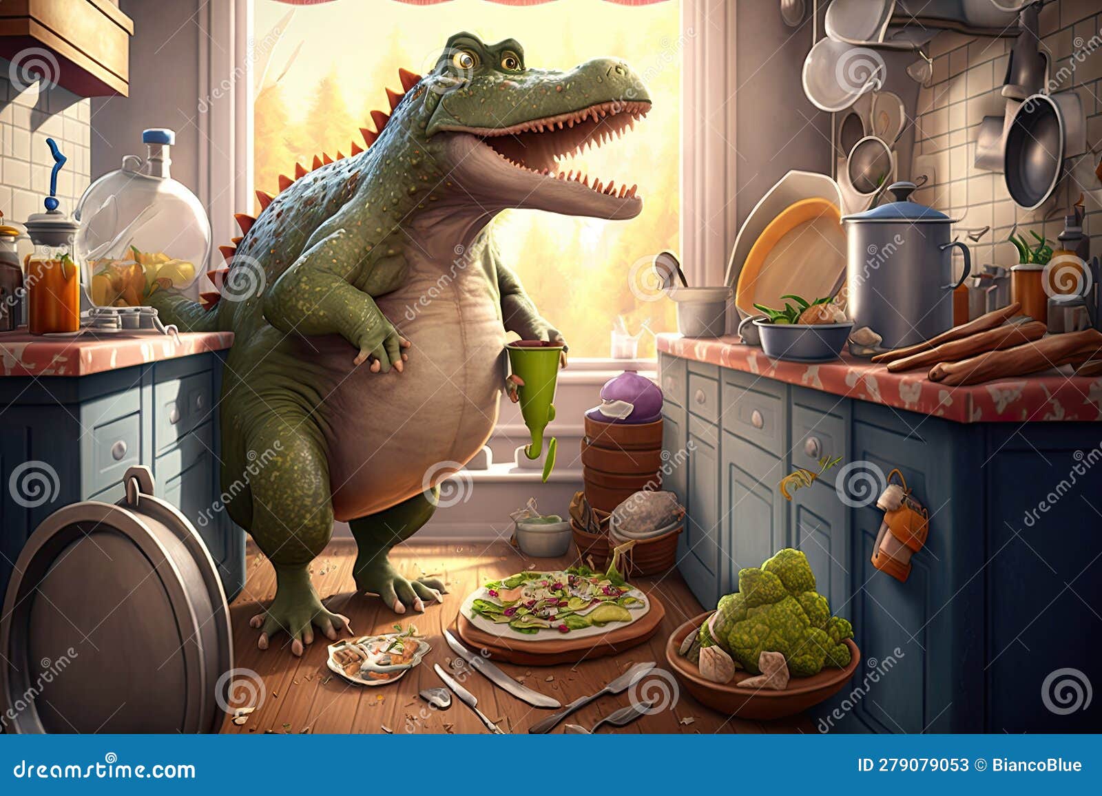 Funny Tyrannosaurus Rex Dinosaur Cartoon Character Stock Illustration ...