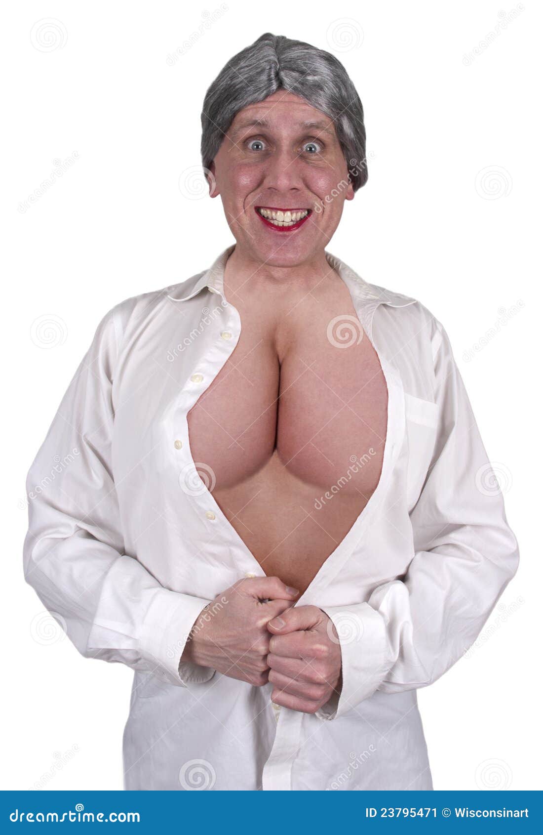 Funny Ugly Mature Senior Woman Big Breasts, Boobs Stock Image