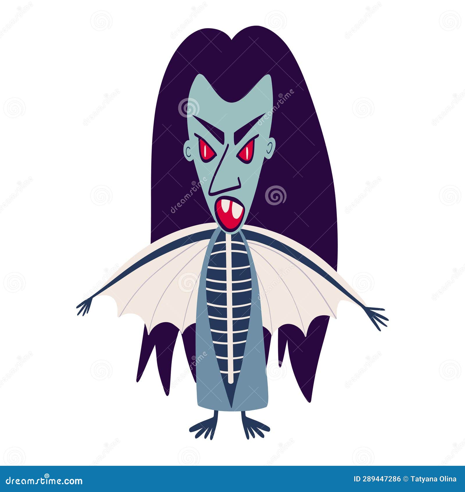 funny vampire with a creepy face. bright vibrant halloween character in doodle style