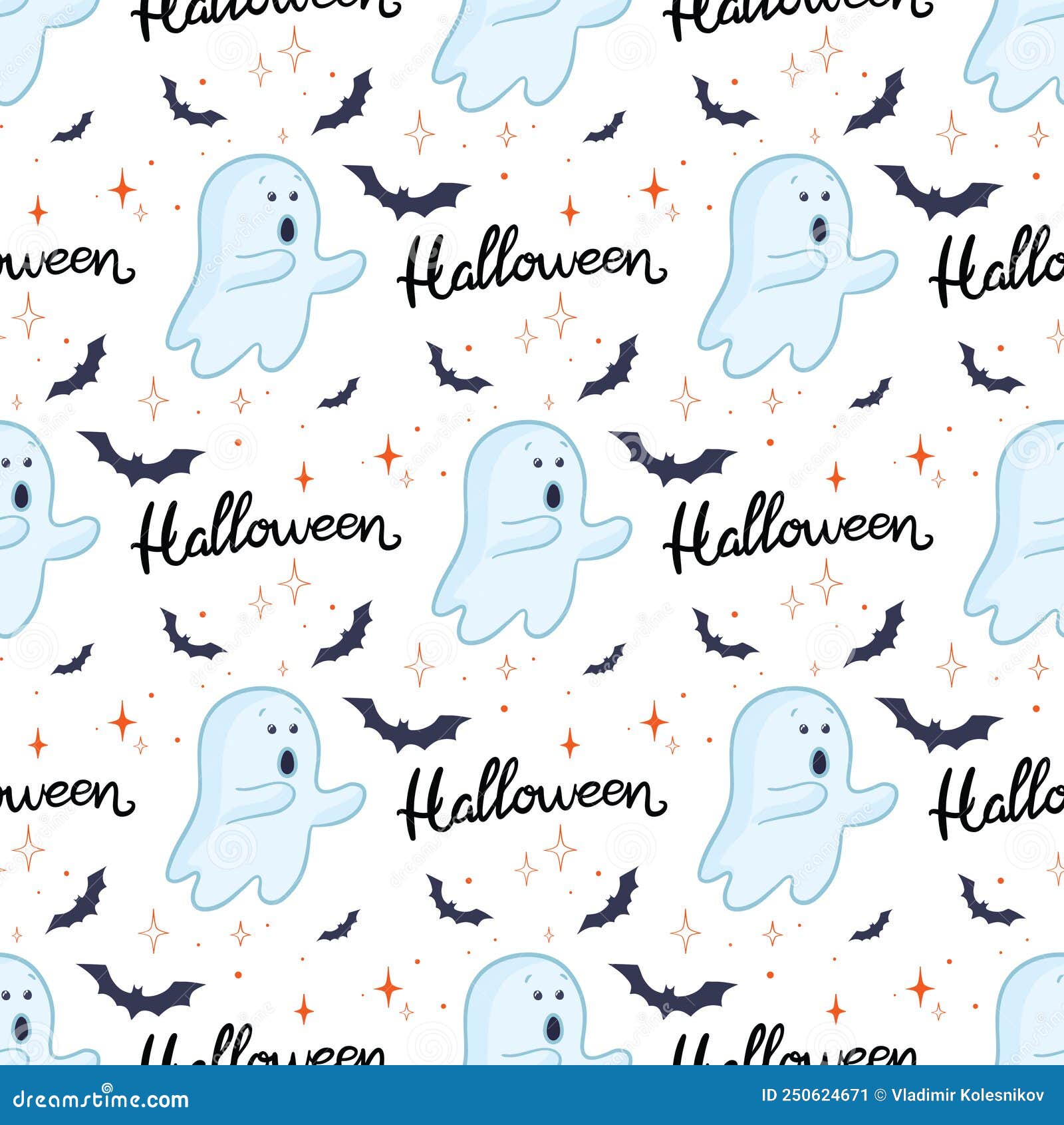 Funny Vector Drawings on Seamless Background for Halloween Celebration