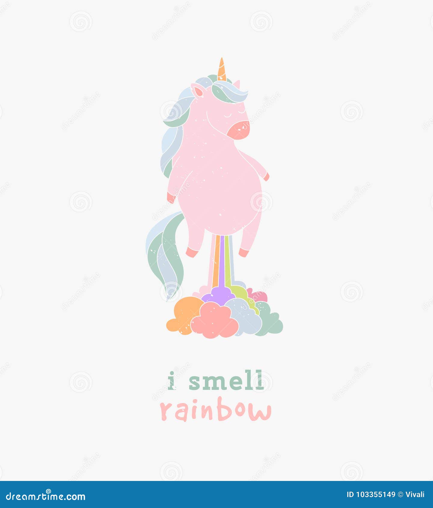 I Smell Like Unicorn Typography Greeting Card Stock Vector Illustration Of Isolated Cute