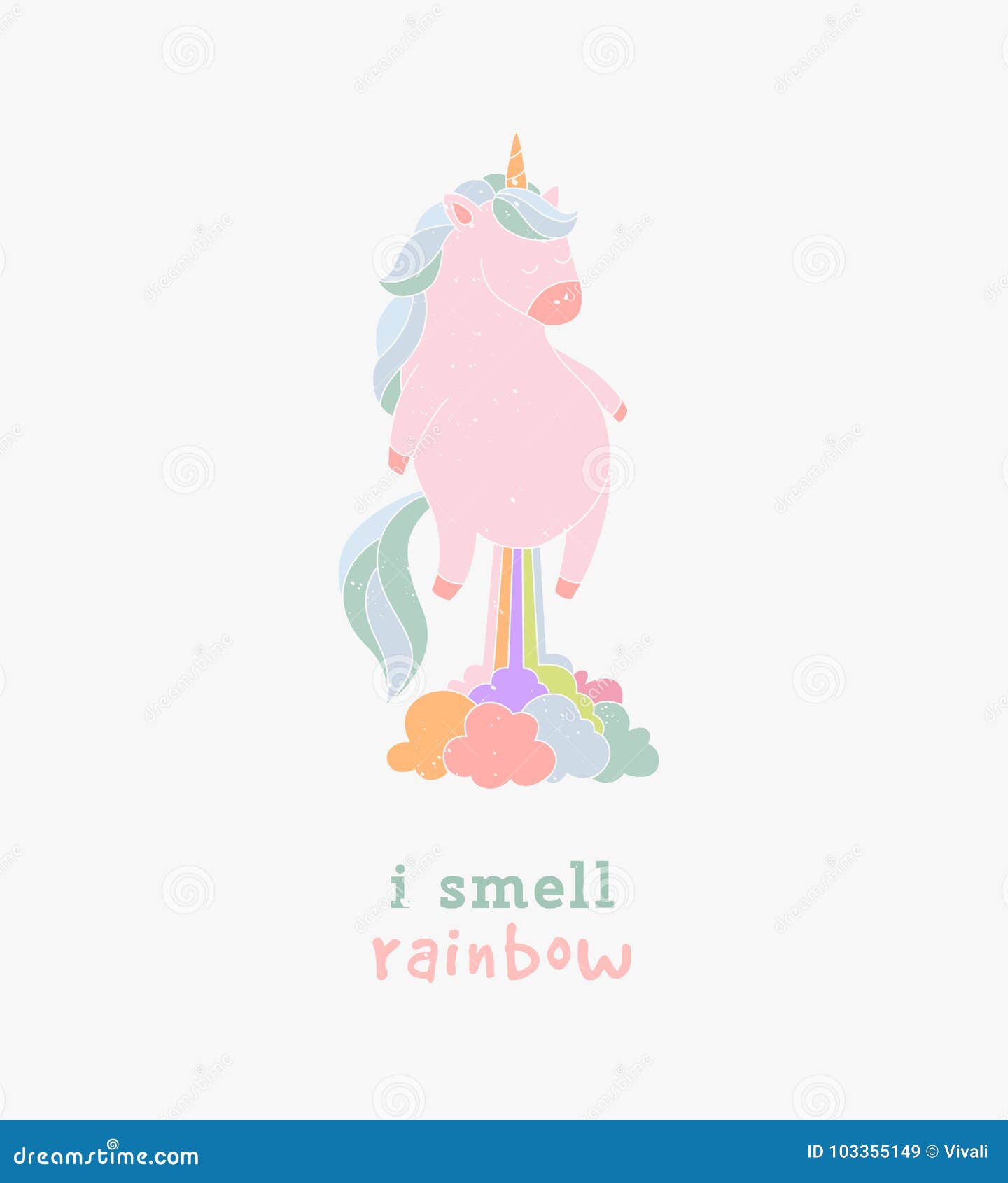 I Smell Like Unicorn Typography Greeting Card Stock Vector Illustration Of Isolated Cute