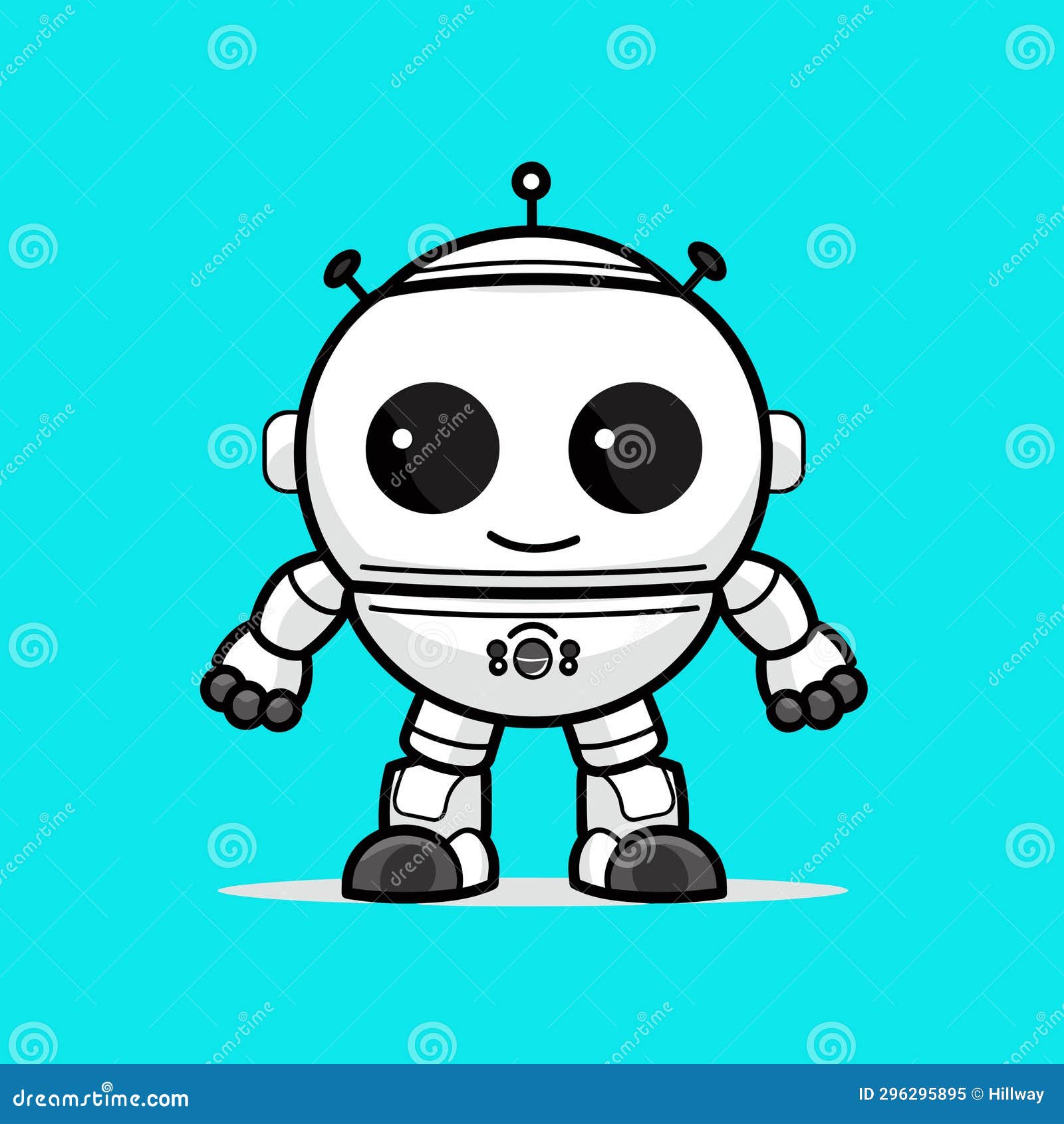Funny Vector Robot Icon In Flat Style Isolated On Neutral Background Funny Vector Robot Icon In Flat Style Isolated On Neutral Background