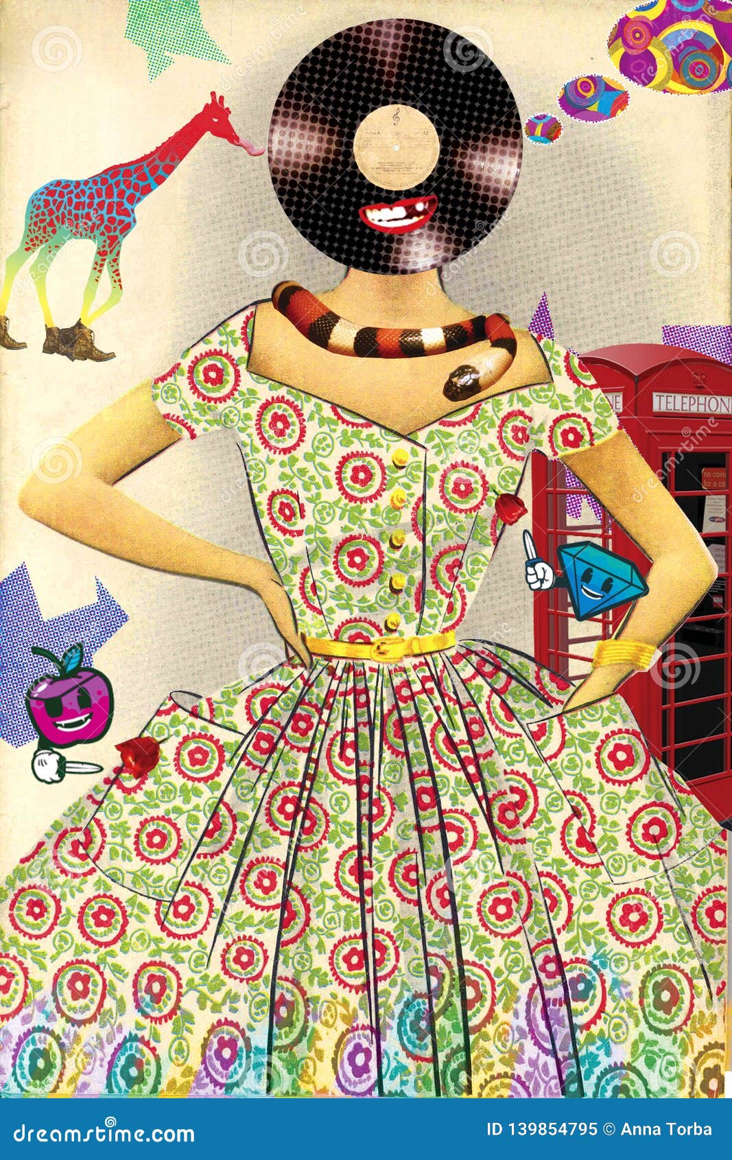 Funny Vintage Fashion Contemporary Art Collage. Stock Illustration ...