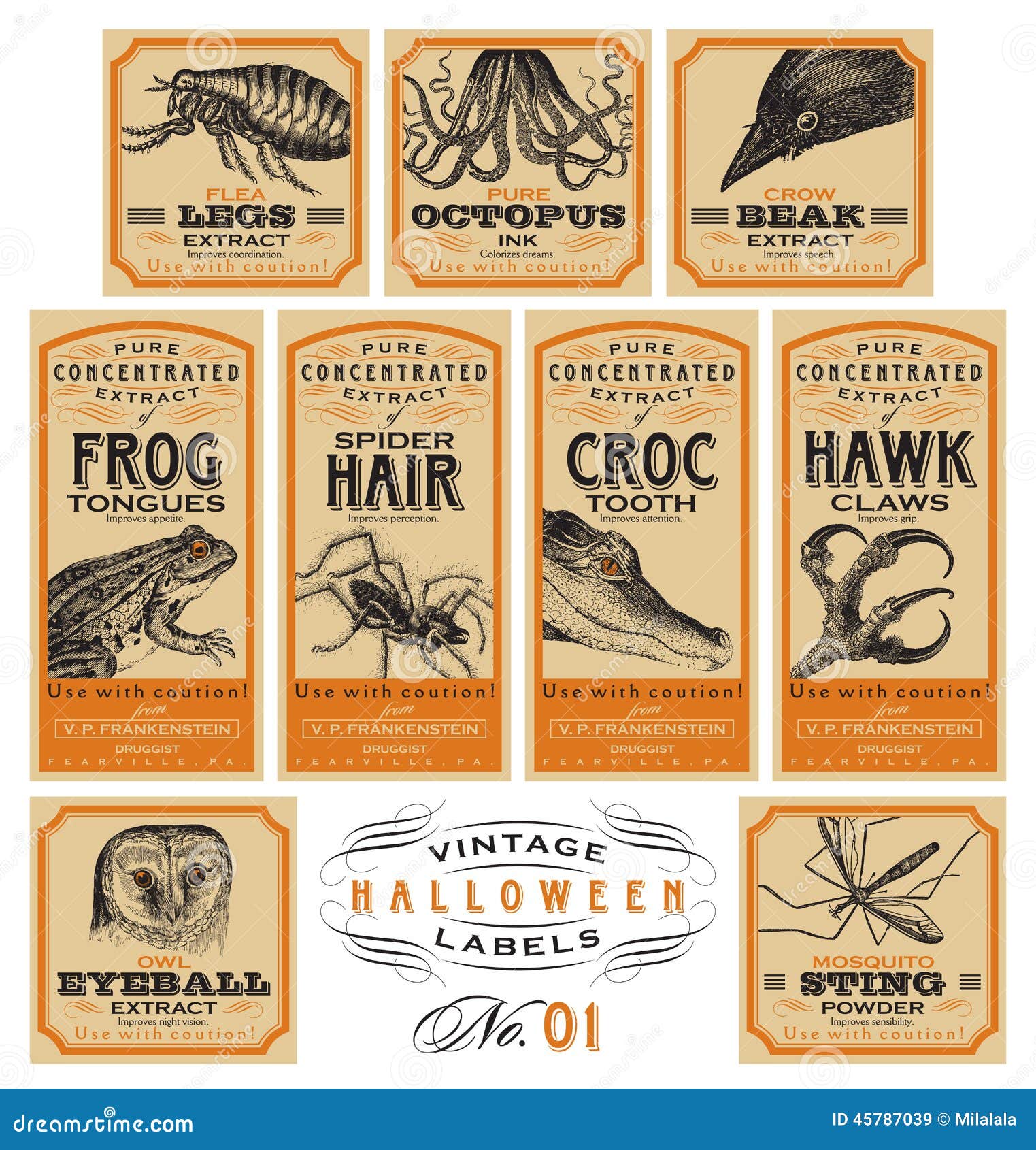 Apothecary Bottle Labels / Stickers, Web Elements