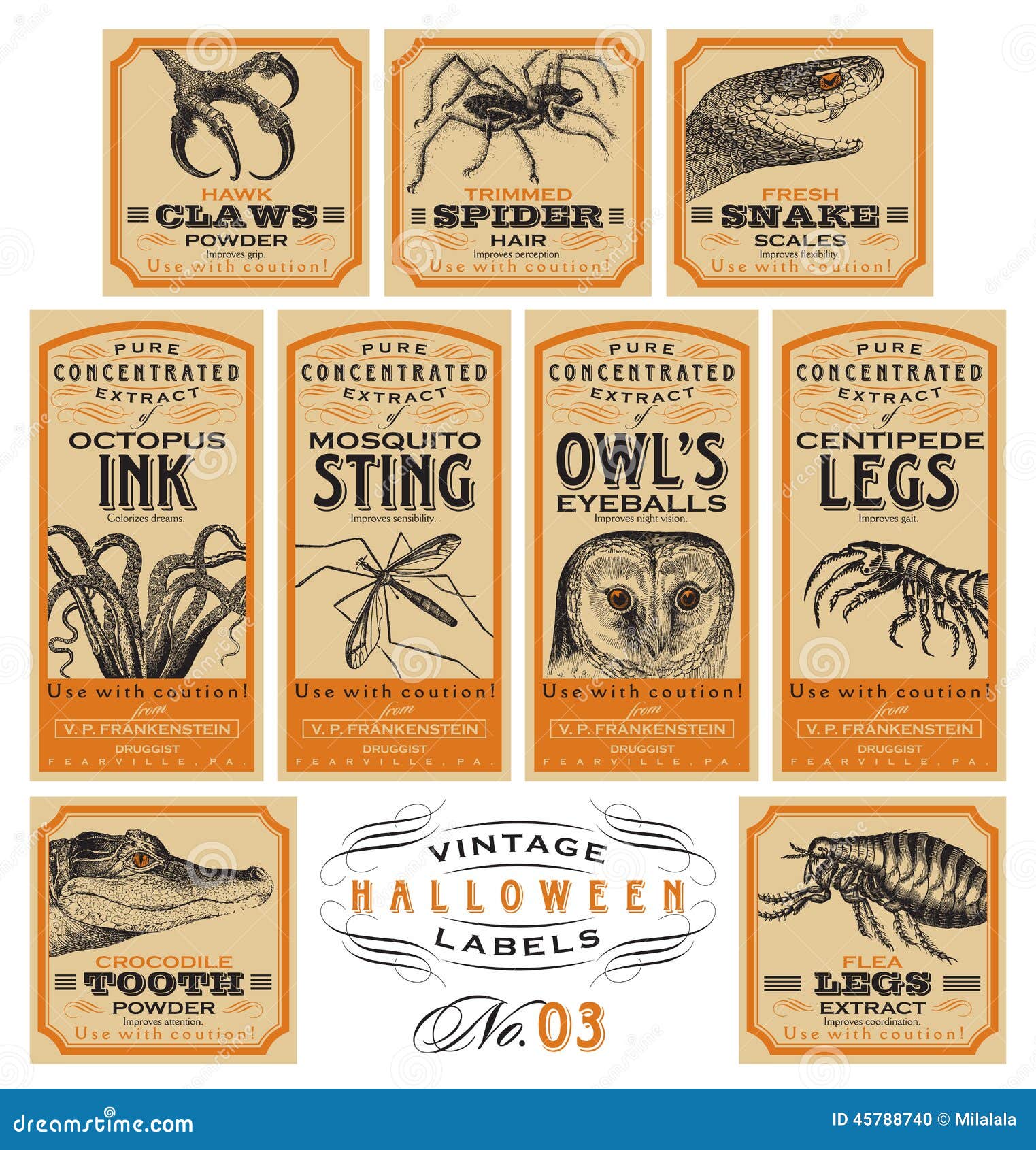 funny vintage halloween apothecary labels - set 03 ()