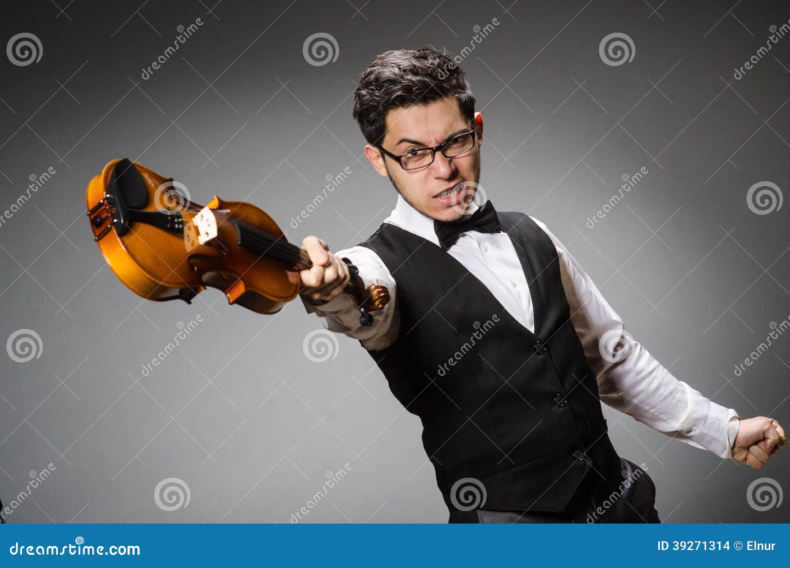 Funny violin player stock photo. Image of agression, black 39271314