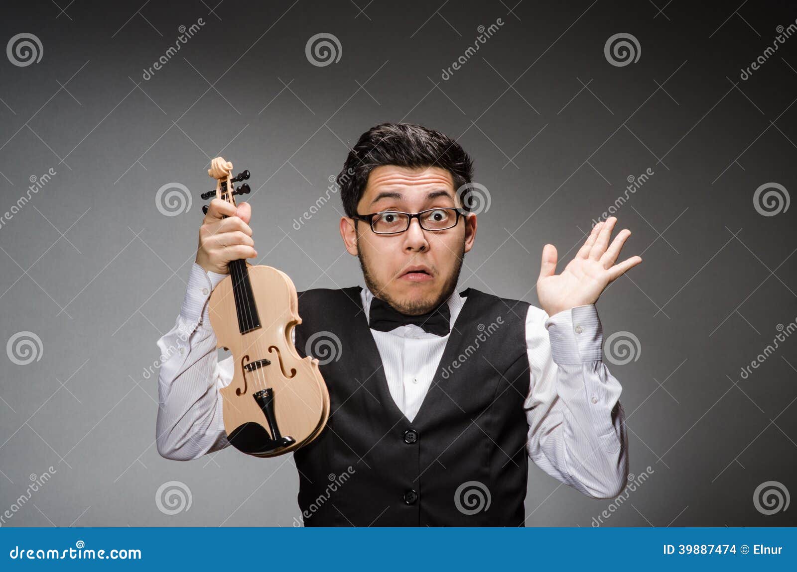 Funny violin player stock photo. Image of humourous, nerd 39887474