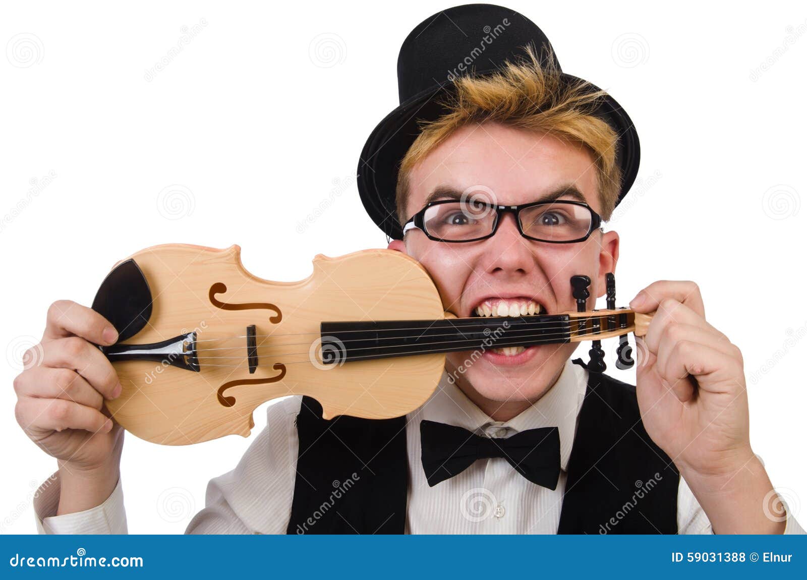 Funny Violin Player Isolated on White Stock Photo Image of musical