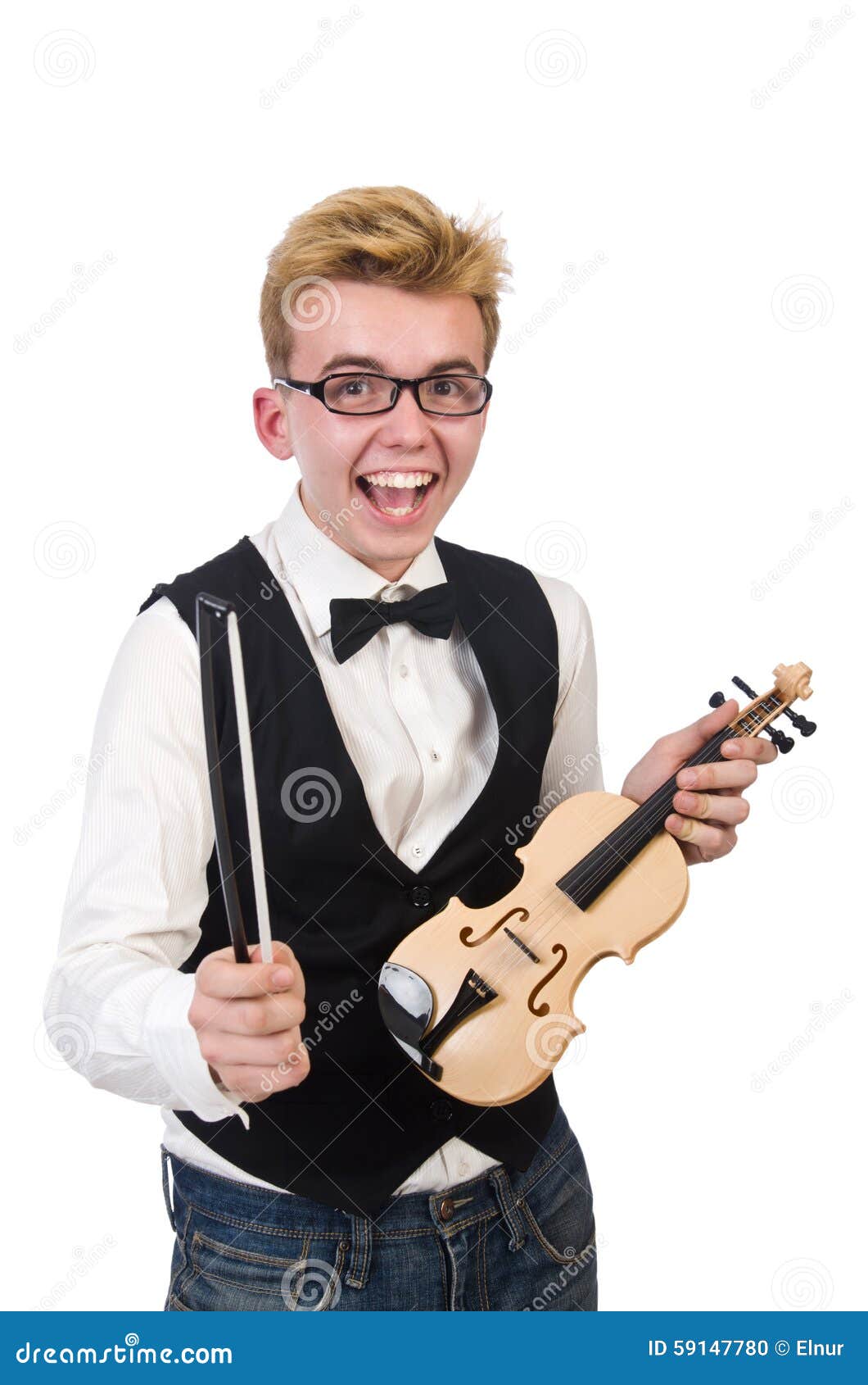 Funny Violin Player on White Stock Photo Image of performer