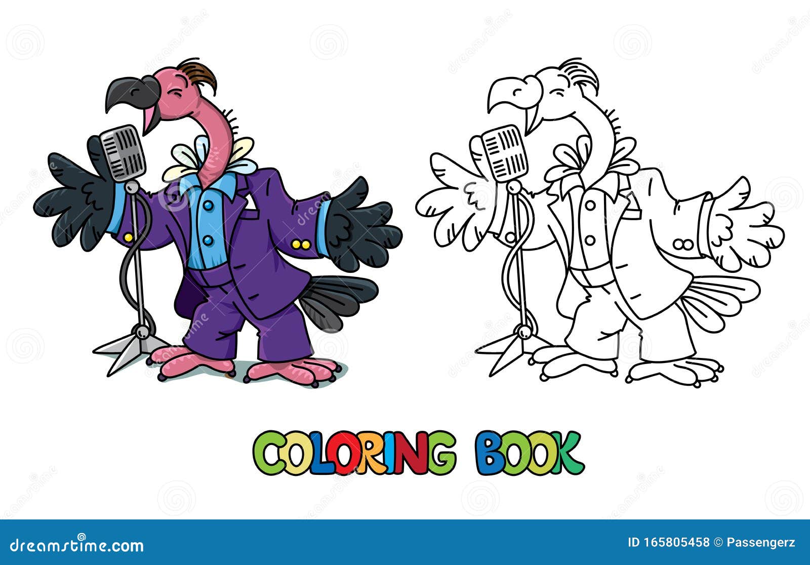 Funny Vulture Singer Or Vocalist Abc Coloring Book Stock